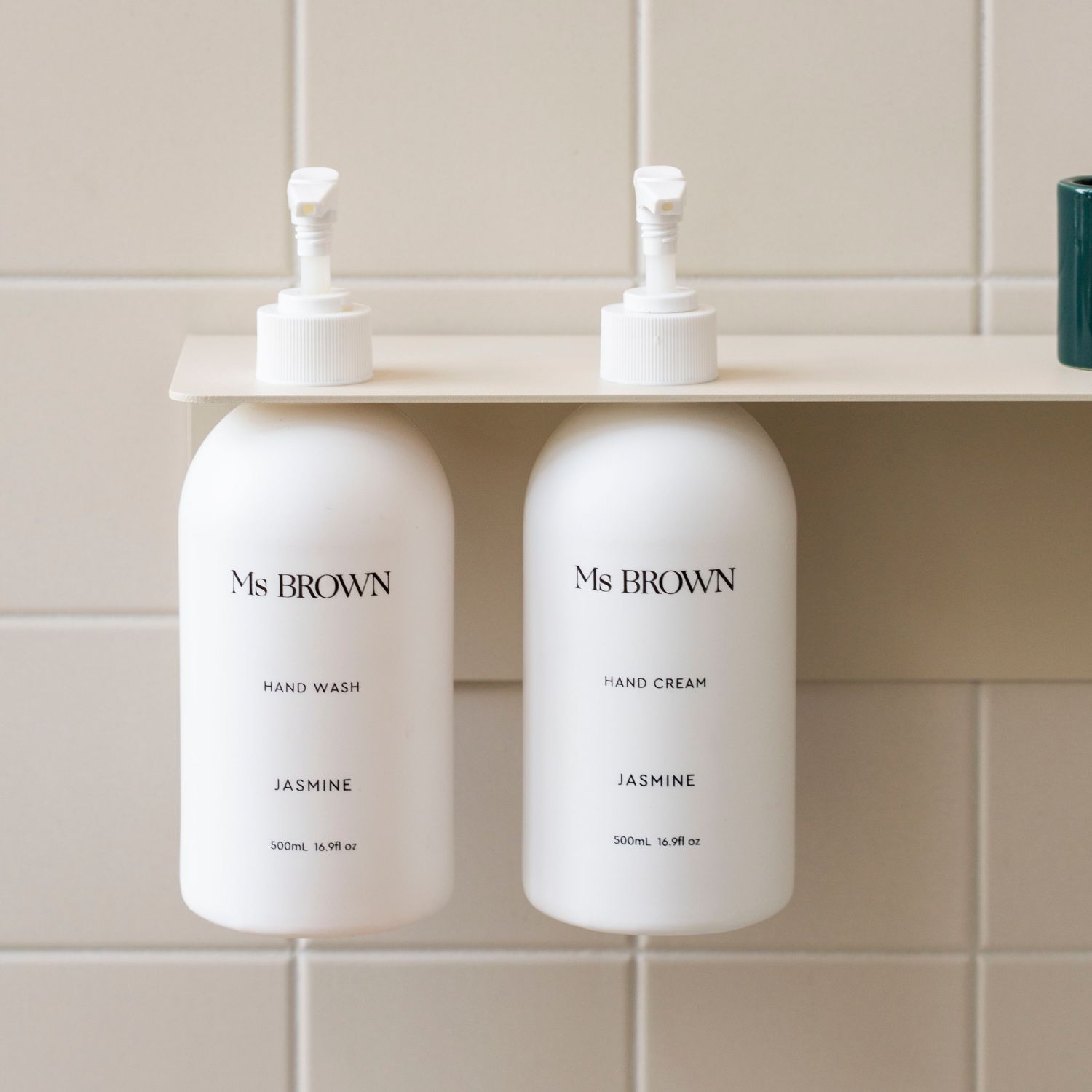 DESIGNSTUFF Dual Soap Dispenser Holder - Wall Mounted Bathroom Organizer for Liquid Soap & Lotion (Sand Color) - Perfect for Kitchen, Bathroom, and Laundry Room Storage