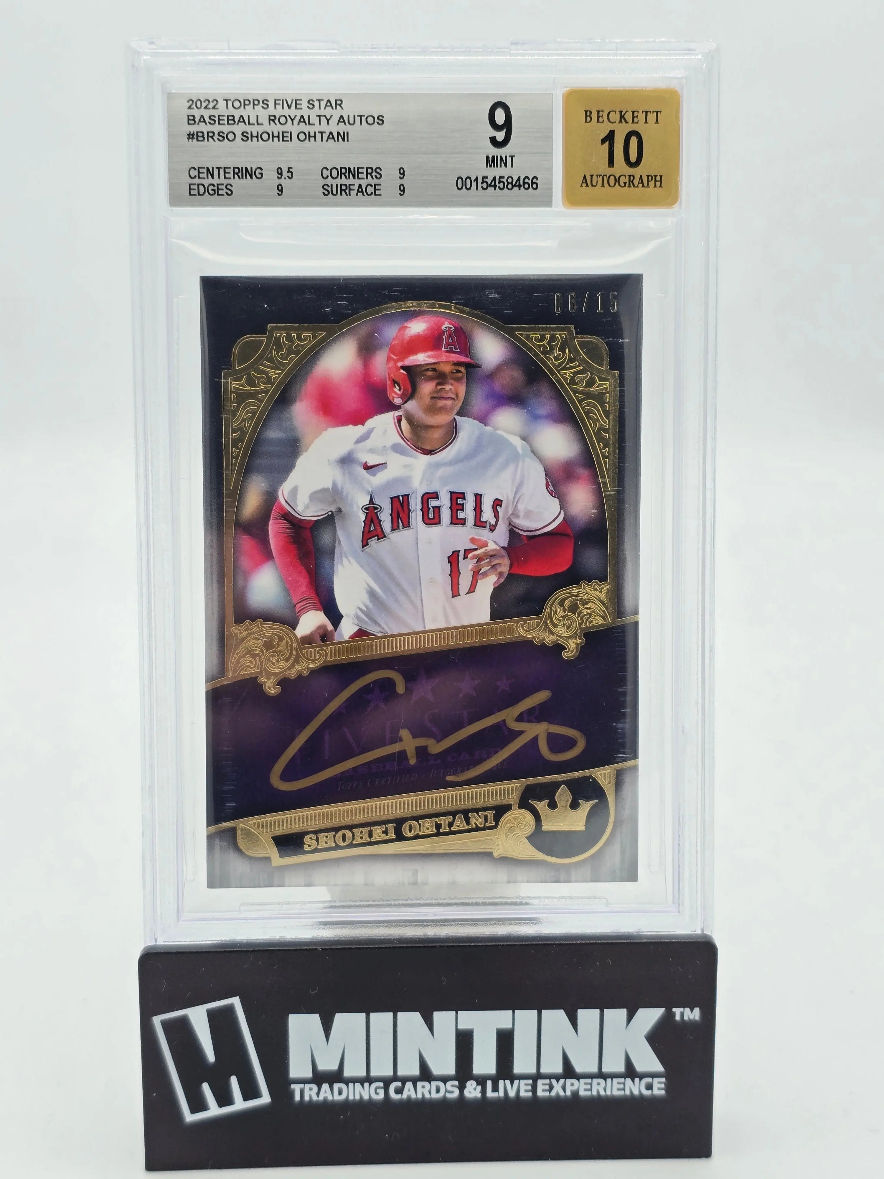 2022 Topps Five Star Shohei Ohtani Baseball Royalty Gold Ink Auto BGS 9/15 - Rare Collectible Baseball Card for Sports Memorabilia & Investment Collection