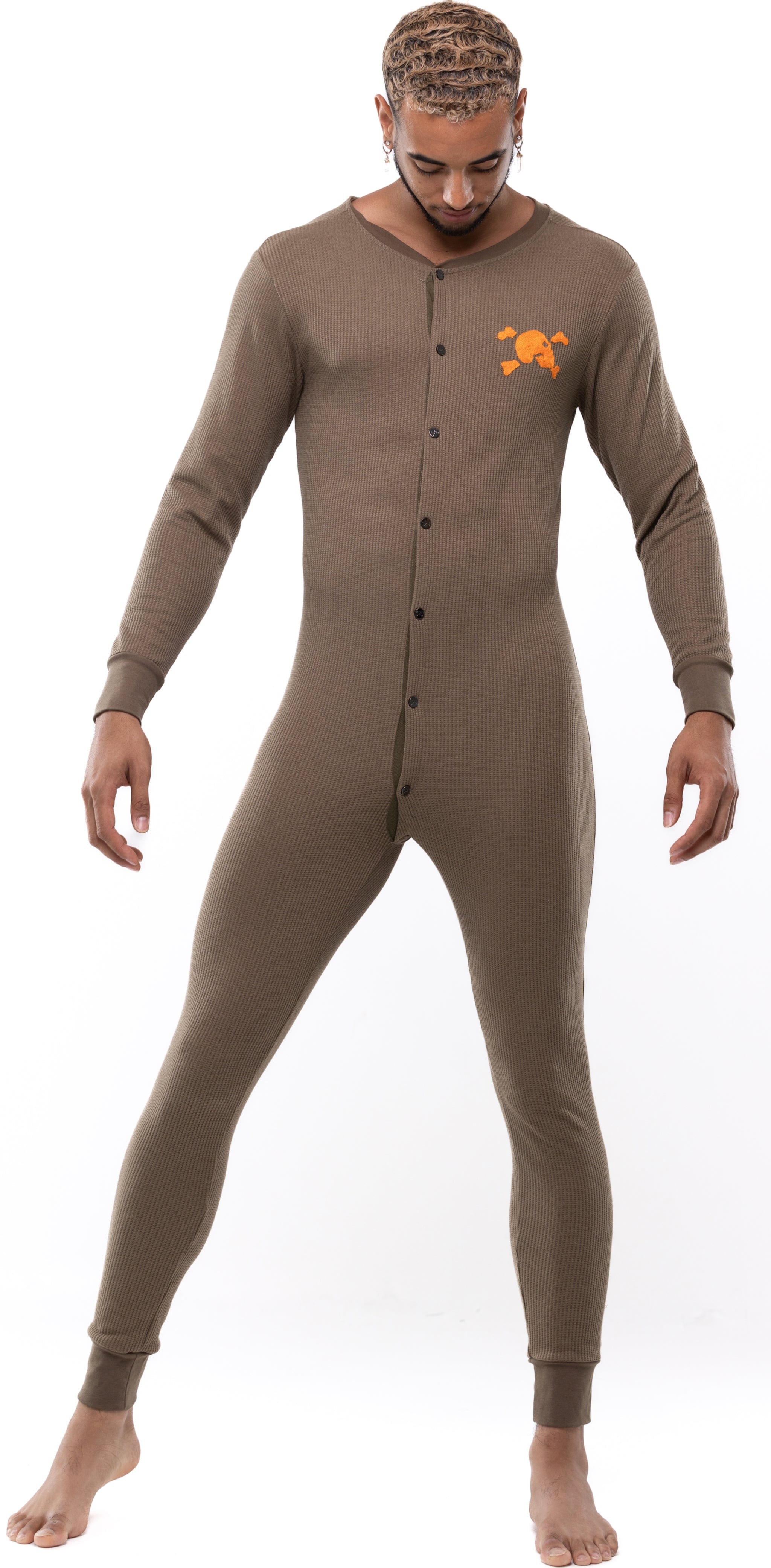 S&B Signature Union Suit for Men - Army Green Thermal Underwear Set, Winter Base Layer for Outdoor Activities, Hunting, and Camping
