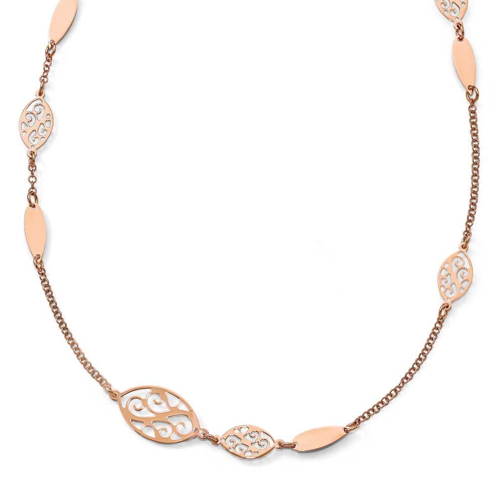 Elegant Sterling Silver Rose Gold-Plated Filigree Necklace for Women | Perfect for Weddings, Anniversaries & Date Nights