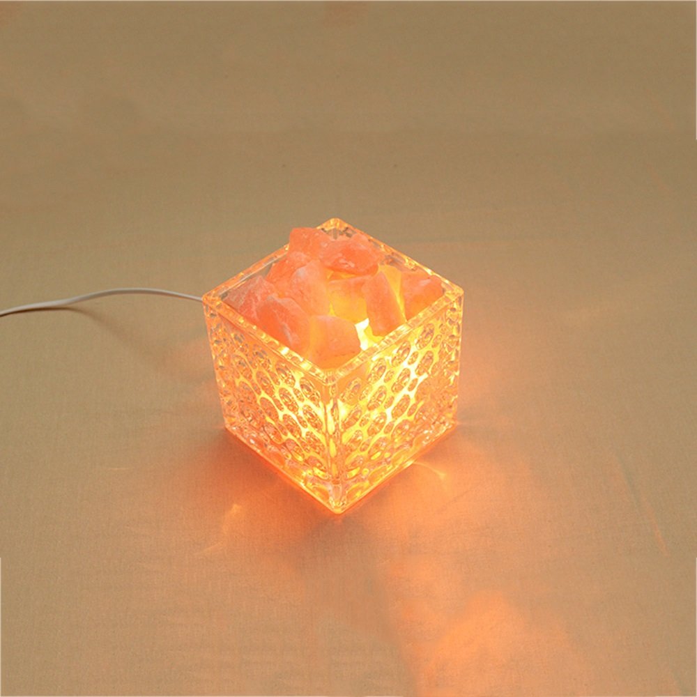 Modern Simple Glass LED Himalayan Salt Lamp - Warm Romantic Dimmable Night Light for Bedroom, Living Room, Yoga & Meditation Decor