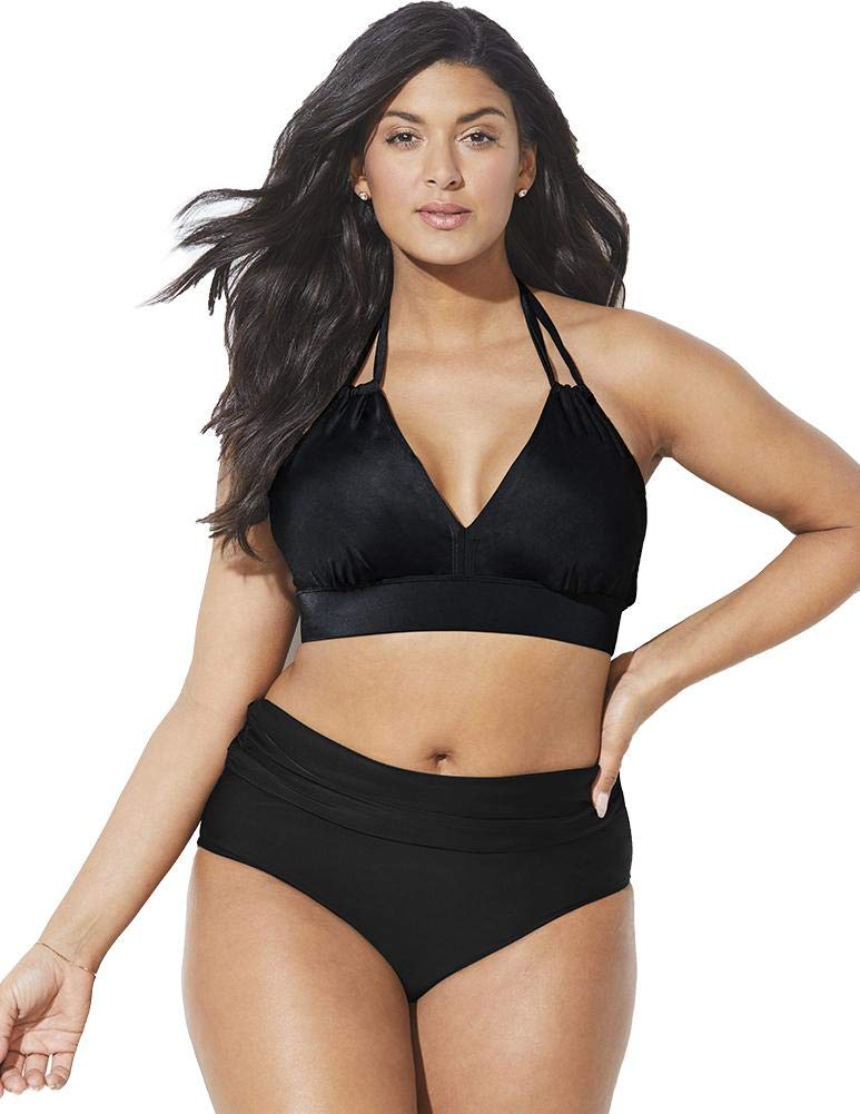 Women's Loop Strap Halter Bikini Set with Foldover Brief - Sexy Swimwear for Beach, Pool & Vacation | Plus Size Swimsuits for All Body Types
