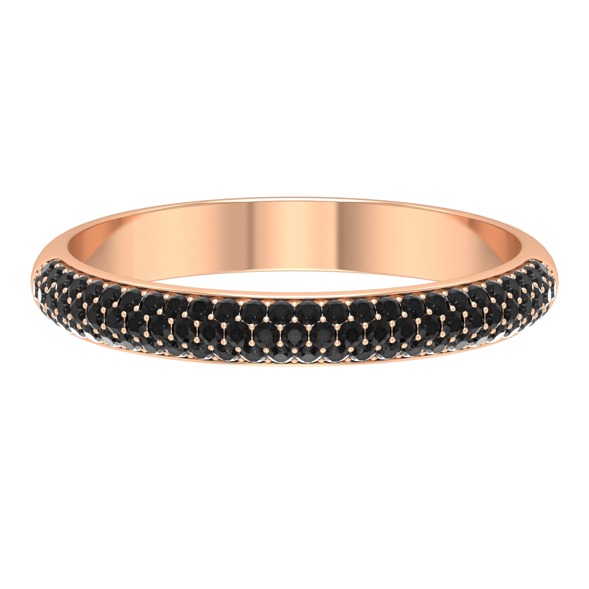 3/4 CT Black Spinel Half Eternity Ring for Women - 14K Solid Gold August Birthstone Ring - Elegant Jewelry Gift for Anniversary, Birthday & Special Occasions