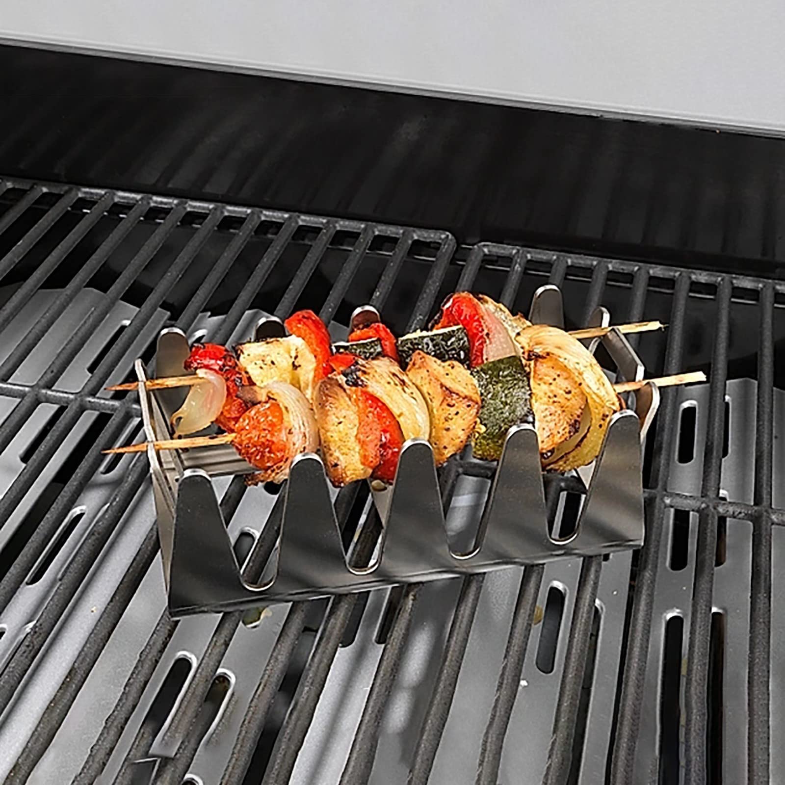 Premium Stainless Steel BBQ Grill Rack - Multi-Functional Non-Stick Chicken Leg, Wing & Rib Holder for Smoking, Grilling & Oven Roasting (Silver, 3.74x7.68in) - Perfect for Backyard BBQs, Camping Trips & Outdoor Cooking Parties