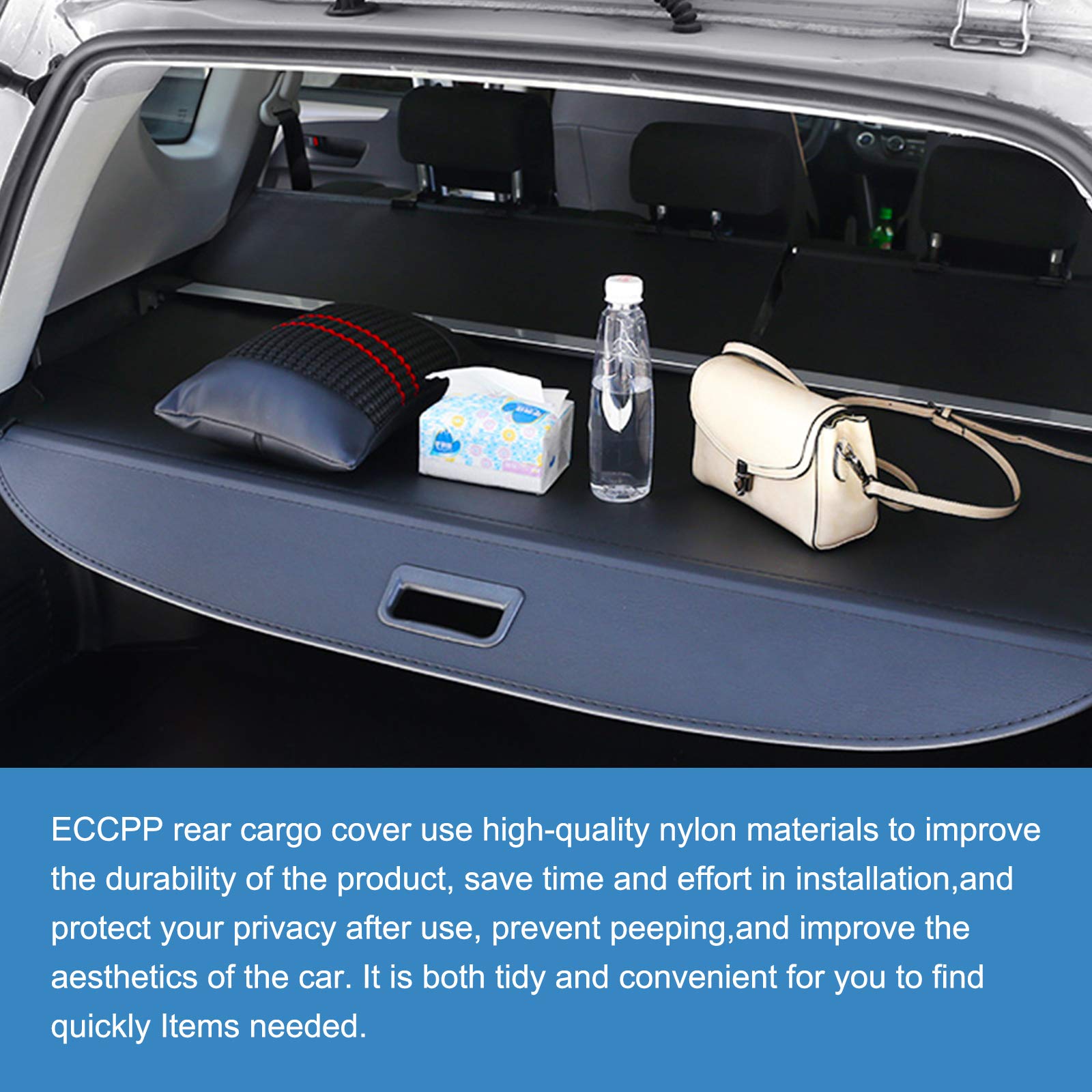ECCPP Retractable Cargo Cover for 2013-2019 Ford Escape - Rear Trunk Shade, Luggage Tonneau Security Protector | Perfect for Road Trips, Grocery Hauling & Vehicle Security