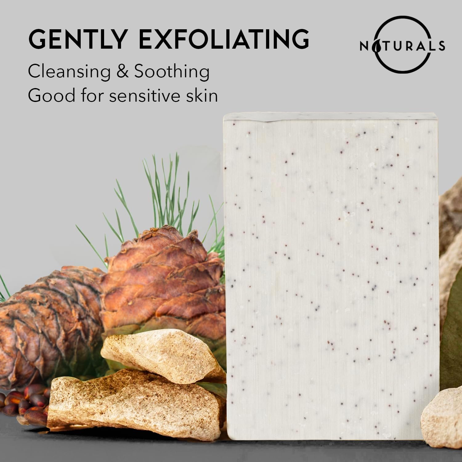 O NATURALS Exfoliating Soap Bar with Cedarwood & Charcoal | African Black Soap for Men | Organic Face & Body Cleanser | Moisturizing Bar Soap for Acne & Oily Skin | Perfect for Daily Shower & Skincare Routine