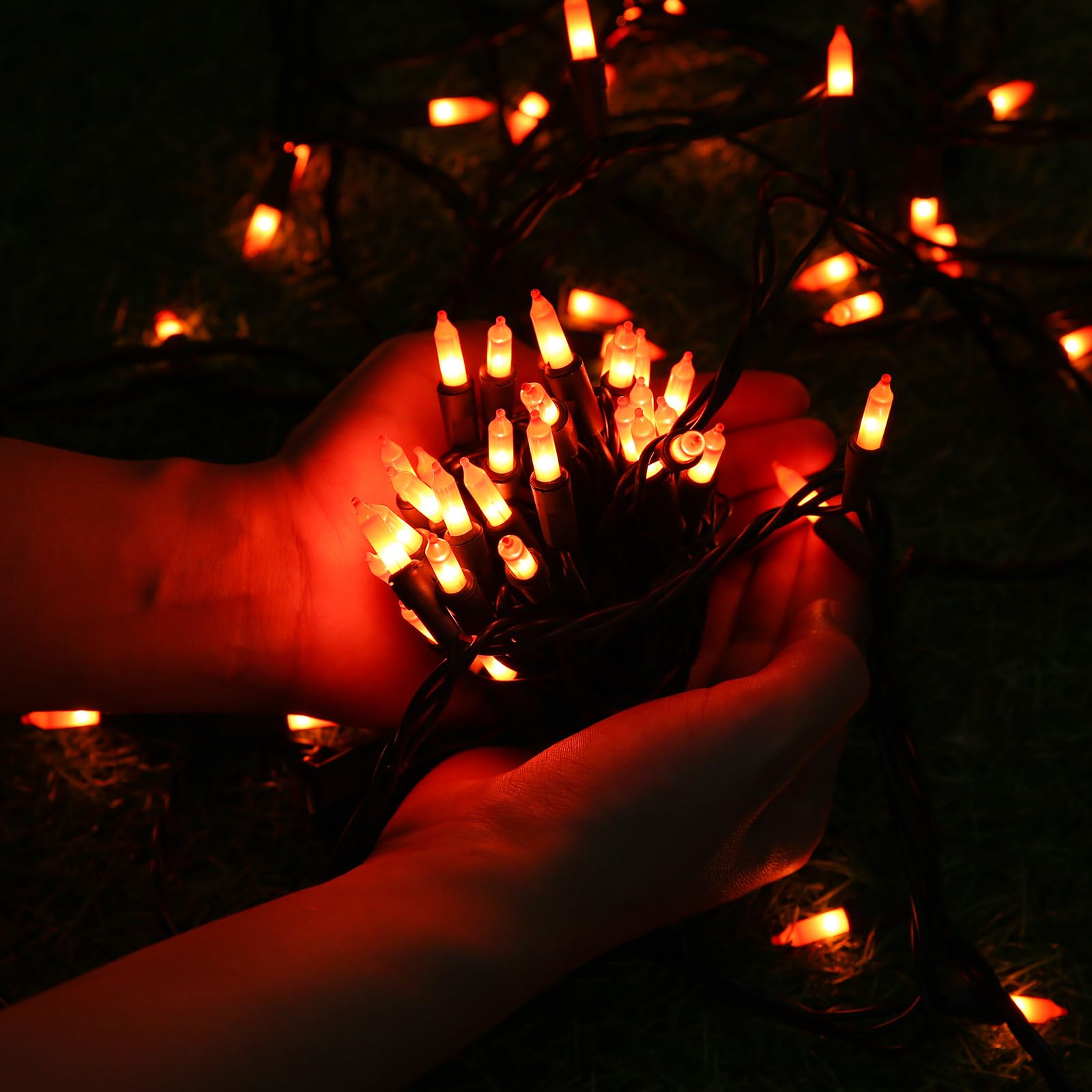 Toodour Orange Halloween String Lights - 12.5ft 50 Count UL Certified Connectable Mini Bulbs for Home, Garden, Porch & Party Decor | Perfect for Halloween Decorations, Outdoor Lighting & Holiday Festive Atmosphere