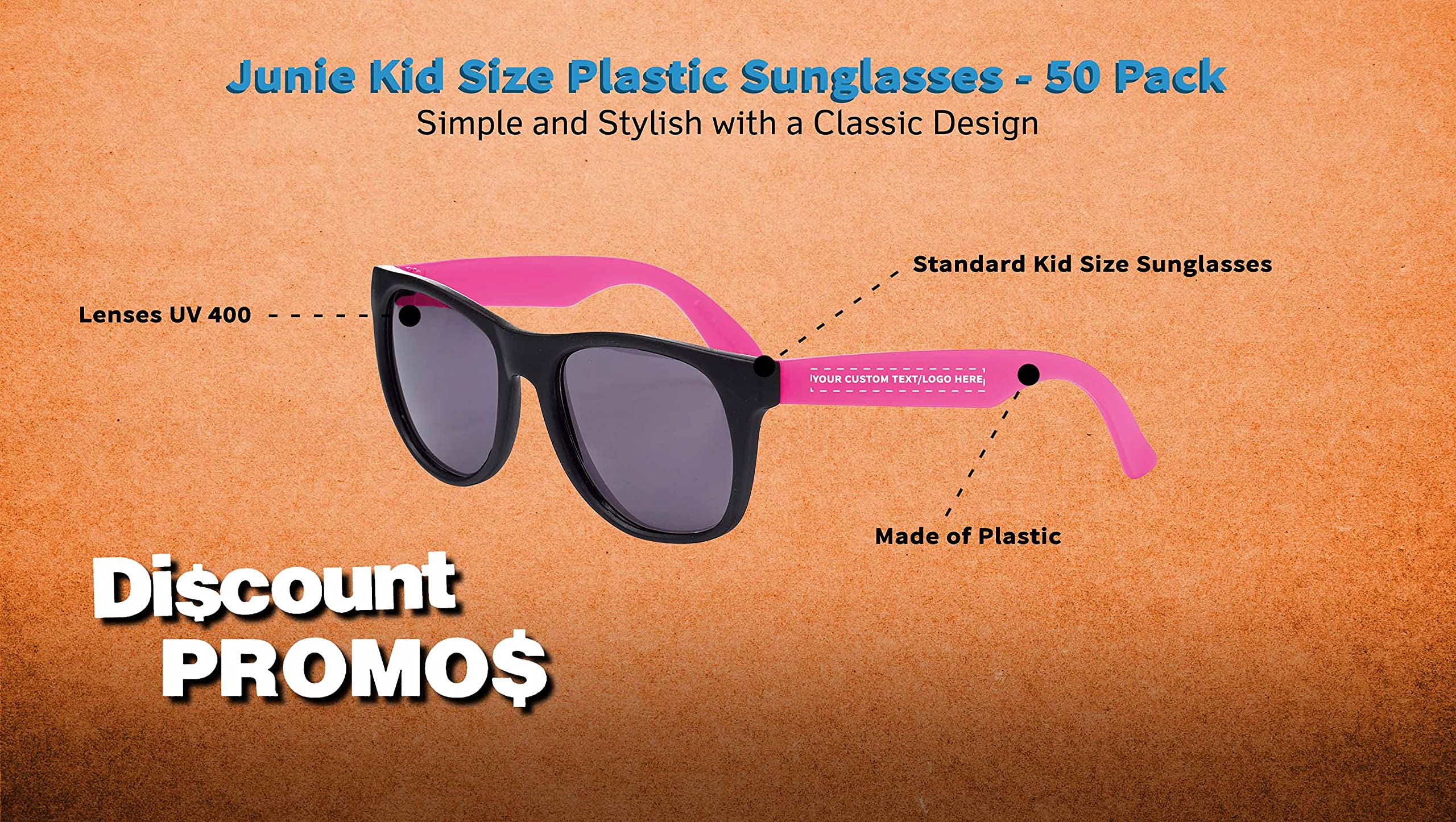 Junie Kids Plastic Sunglasses 6-Pack with UV400 Protection - Trendy Unbreakable Sunglasses for Boys & Girls - Perfect for Beach, Pool, Outdoor Play & Summer Activities