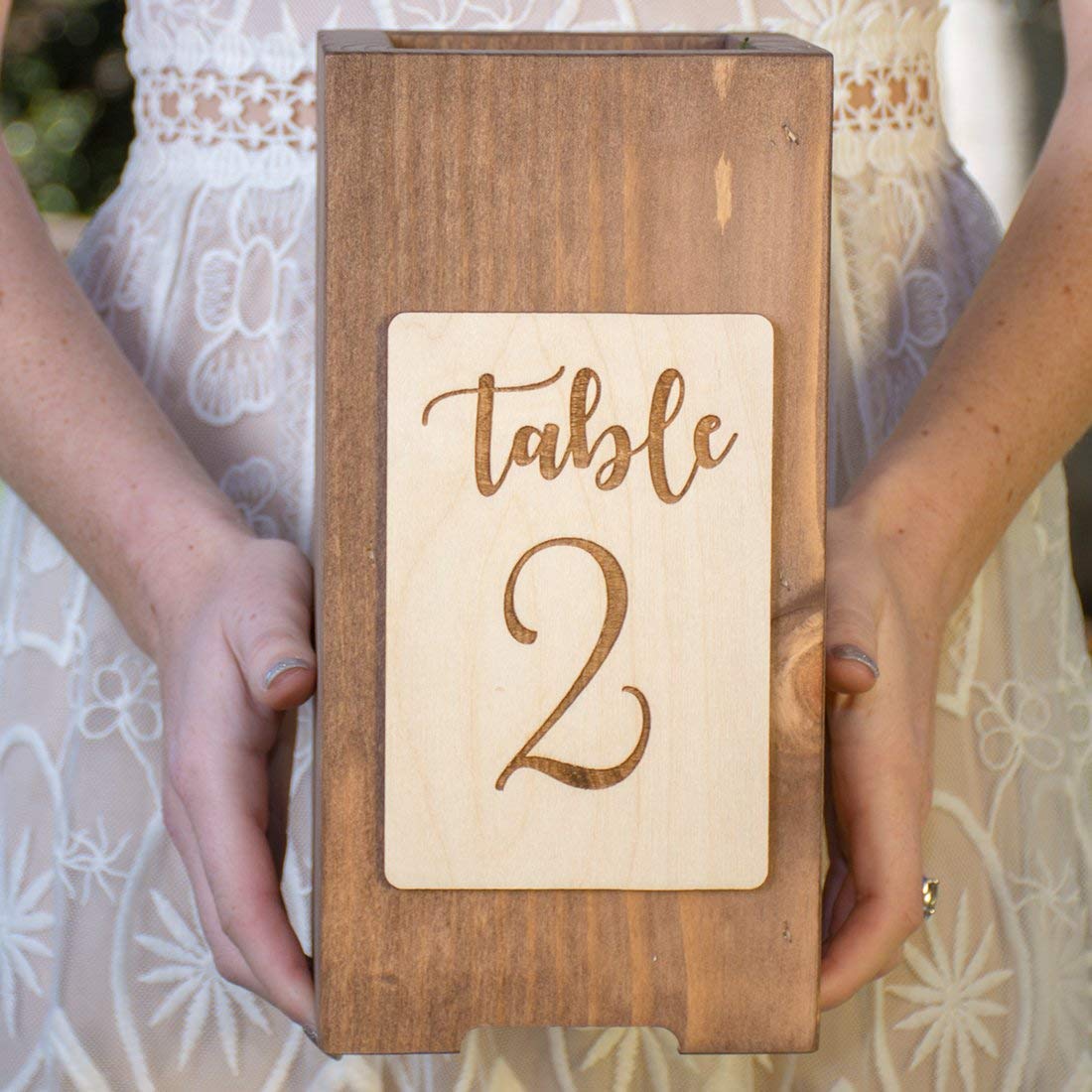 Rustic Wooden Table Number Plaque - Wedding Centerpiece, Vase Holder, Planter Box - Perfect for Rustic Weddings, Home Decor, and DIY Floral Arrangements
