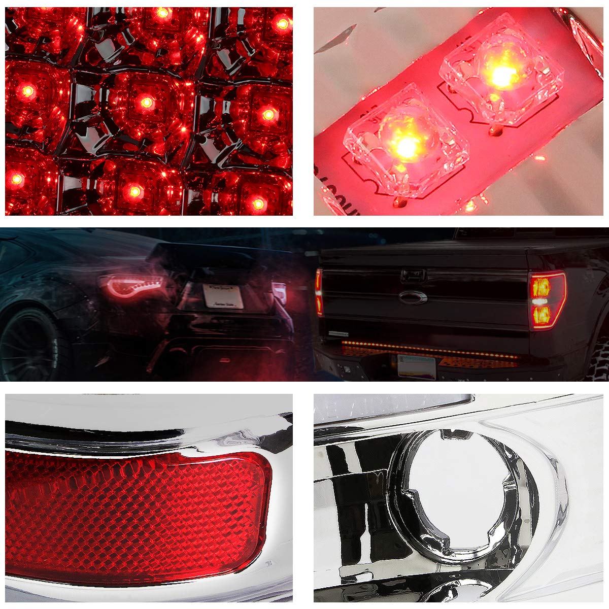 PM PERFORMOTOR Full LED Tail Lights Brake Lamps Assembly - Compatible with 2000-2006 Chevy Tahoe & GMC Yukon | Chrome Housing & Clear Lens | Enhanced Safety & Style for Night Driving & Off-Road Adventures