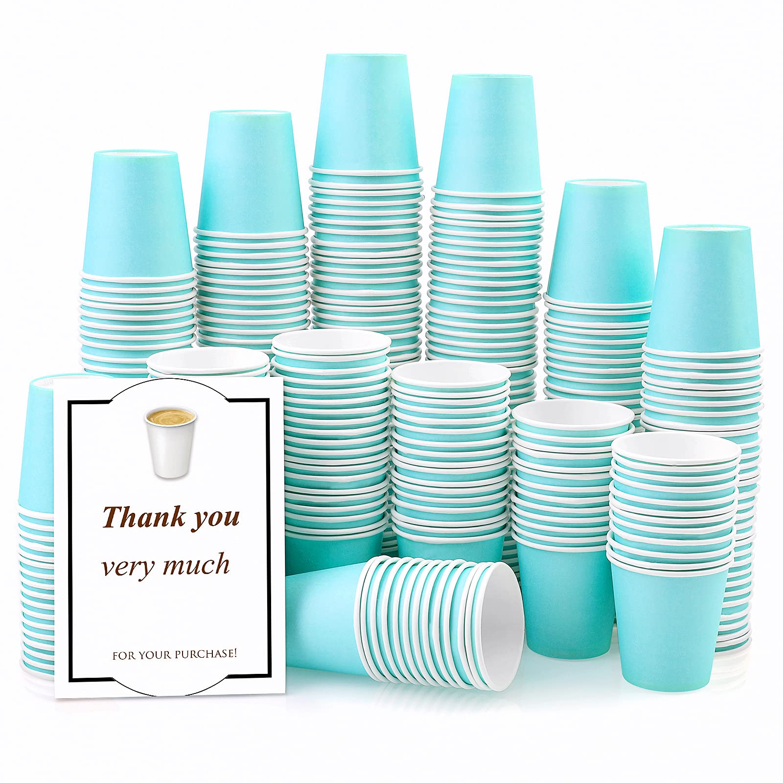 Huaiid 3oz Disposable Paper Cups - Blue Espresso Bathroom Cups for Kids, Small Paper Cups for Home, Condos, RVs, Campers (350 Pack) - Perfect for Coffee, Tea, Juice, and Party Beverages