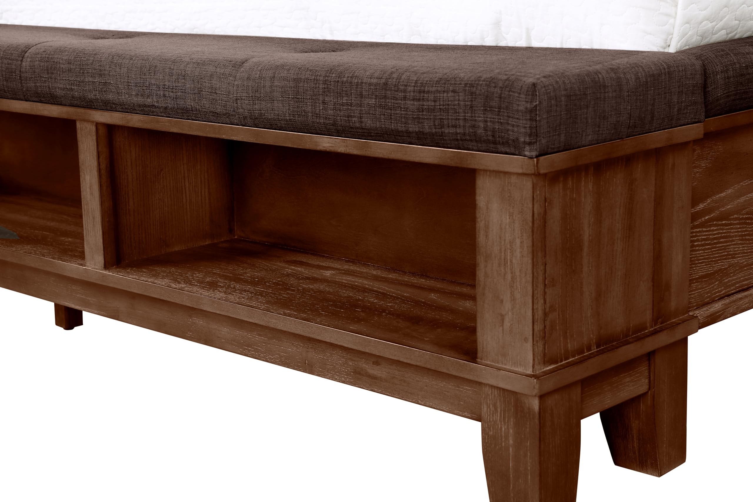 Classic Cagney Solid Wood Queen Size Bed Frame - Chestnut Finish for Bedroom, Guest Room & Home Decor