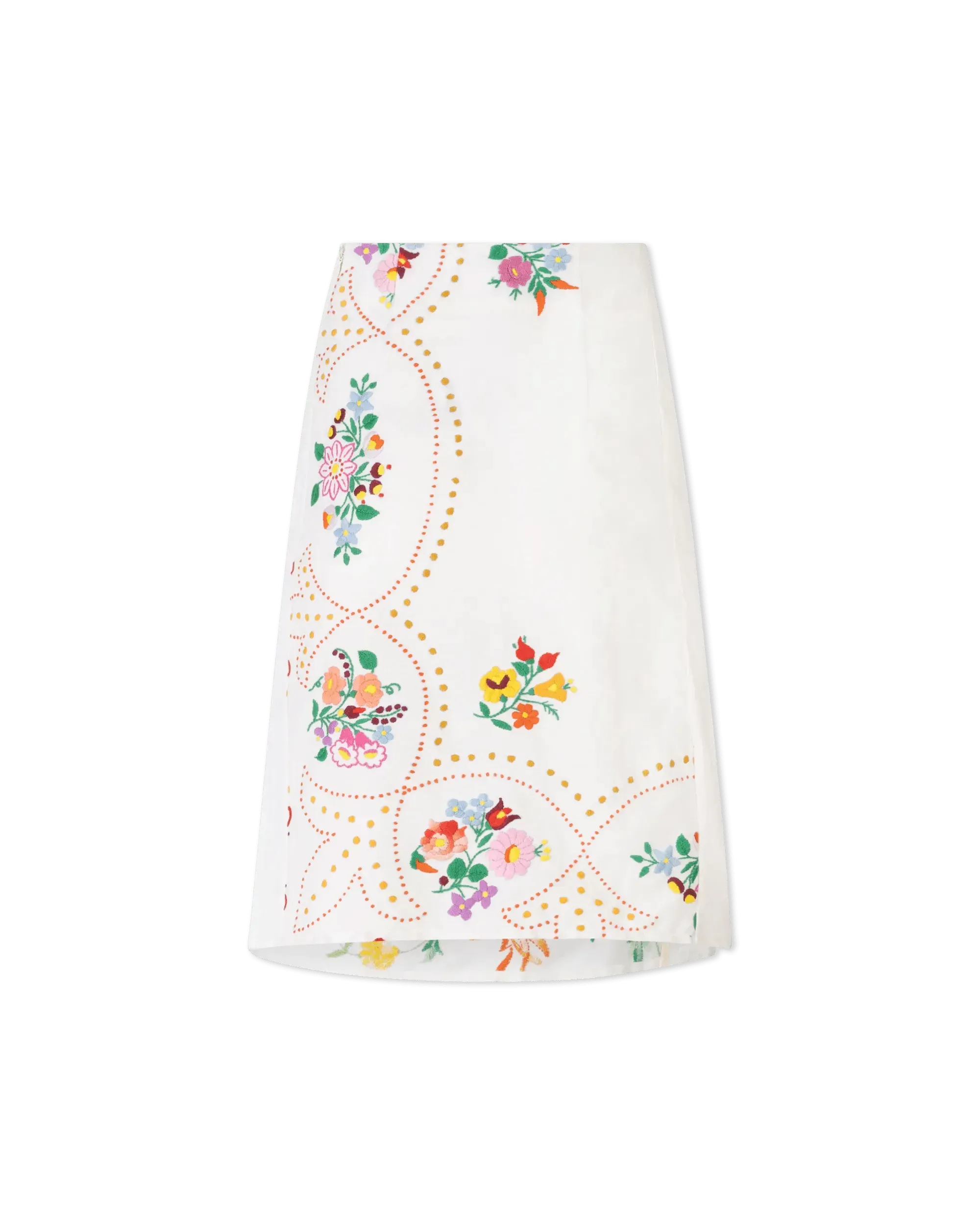 Embroidered Linen Slit Skirt for Women - High Waist Boho Summer Maxi Skirt with Side Slit | Perfect for Beach, Vacation & Casual Outfits