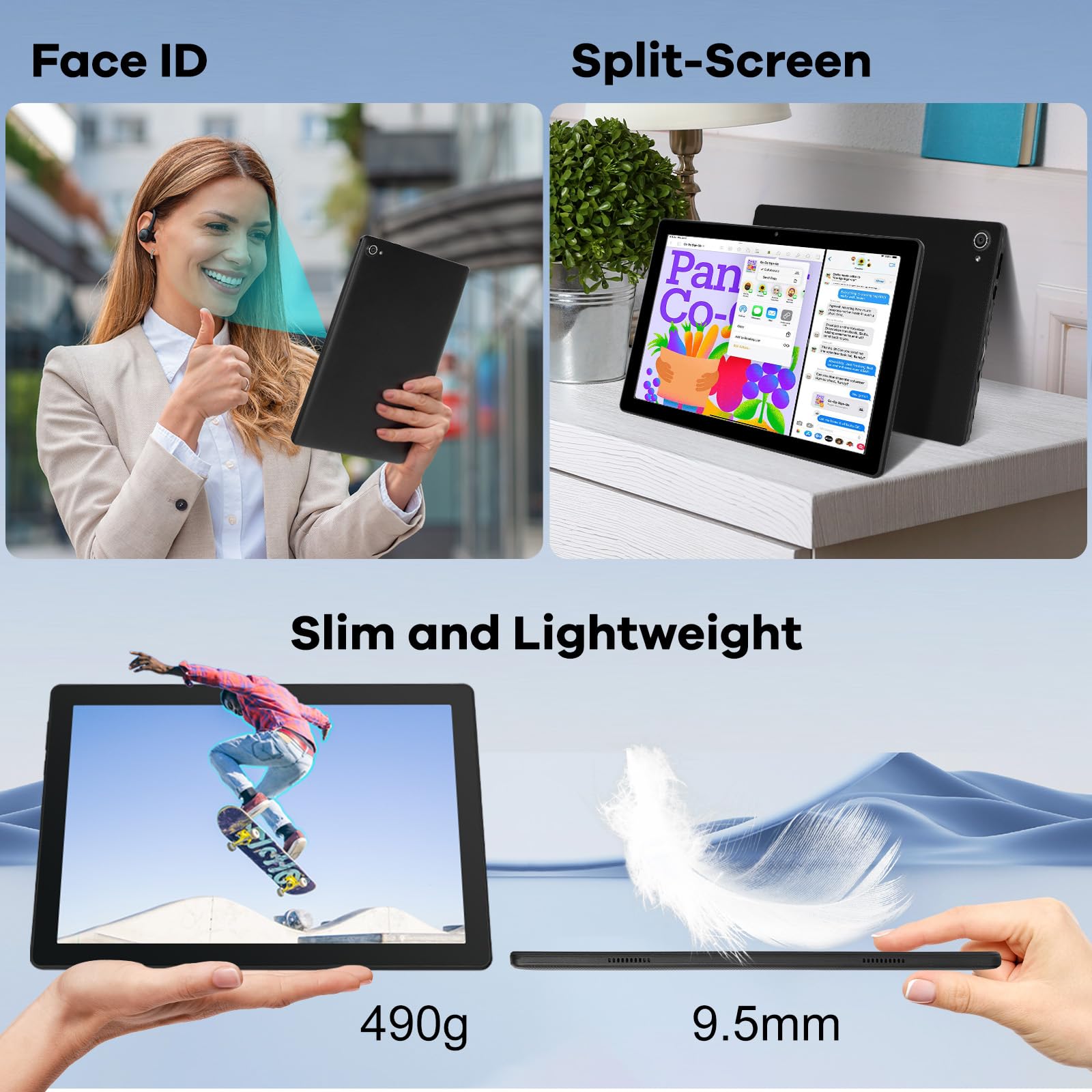 10 Inch Android 14 Tablet - Octa-Core Processor, 64GB Storage (Expandable to 1TB), Dual Camera (5MP+8MP), WiFi 6 & Bluetooth - High Performance Black Tablet for Work, Study & Entertainment