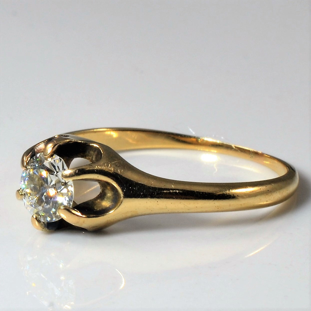 Antique Belcher Set Old European Cut Diamond Ring - 0.47ct Vintage Engagement Ring - Size 7.5 - Perfect for Wedding, Anniversary & Proposal Gifts