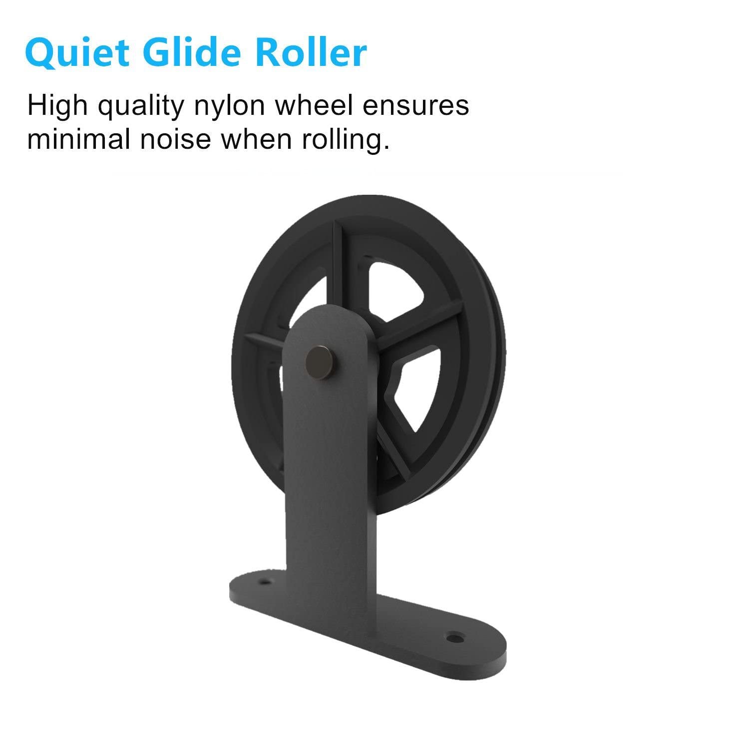 Homacer Black Rustic Non-Bypass Sliding Barn Door Hardware Kit - Heavy Duty 5.5ft Flat Track with T-Shape Spoke Wheel Roller for Single Interior & Exterior Doors | Perfect for Farmhouse, Loft, and Industrial Style Homes