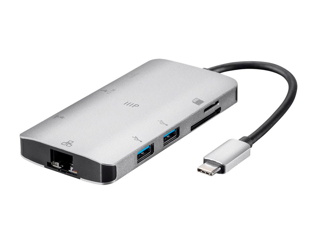 Monoprice USB-C to HDMI Adapter with Gigabit Ethernet, 3-Port USB 3.0 Hub, SD Card Reader & 100W Power Delivery - Multi-Port USB C Hub for MacBook Pro, Dell XPS, Surface Pro - Perfect for Home Office, Conference Room & Travel Use