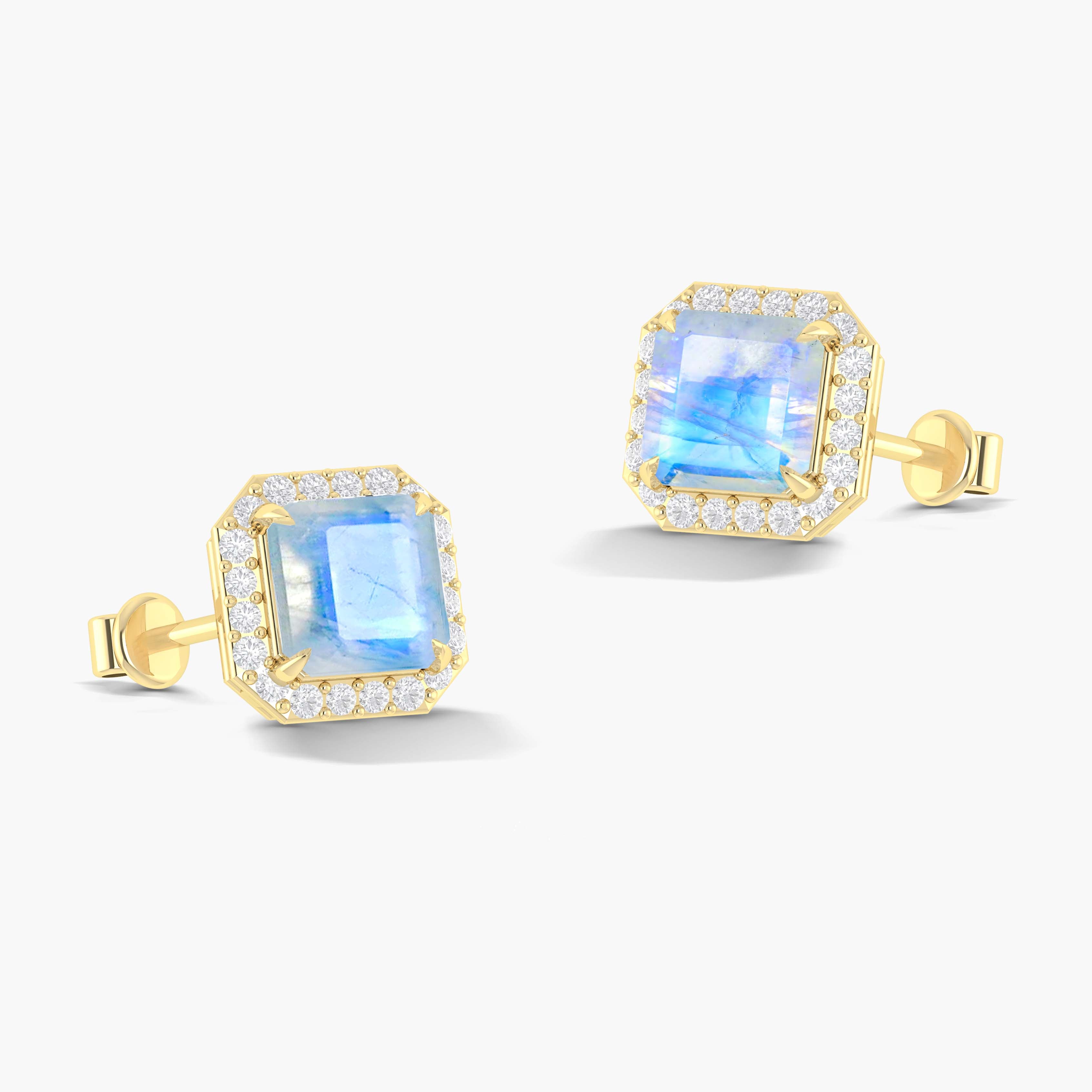 Natural Moonstone Stud Earrings for Women - Sterling Silver Push Back Earrings - Hypoallergenic & Dainty Jewelry Gift for Her - Perfect for Everyday Wear, Office & Special Occasions