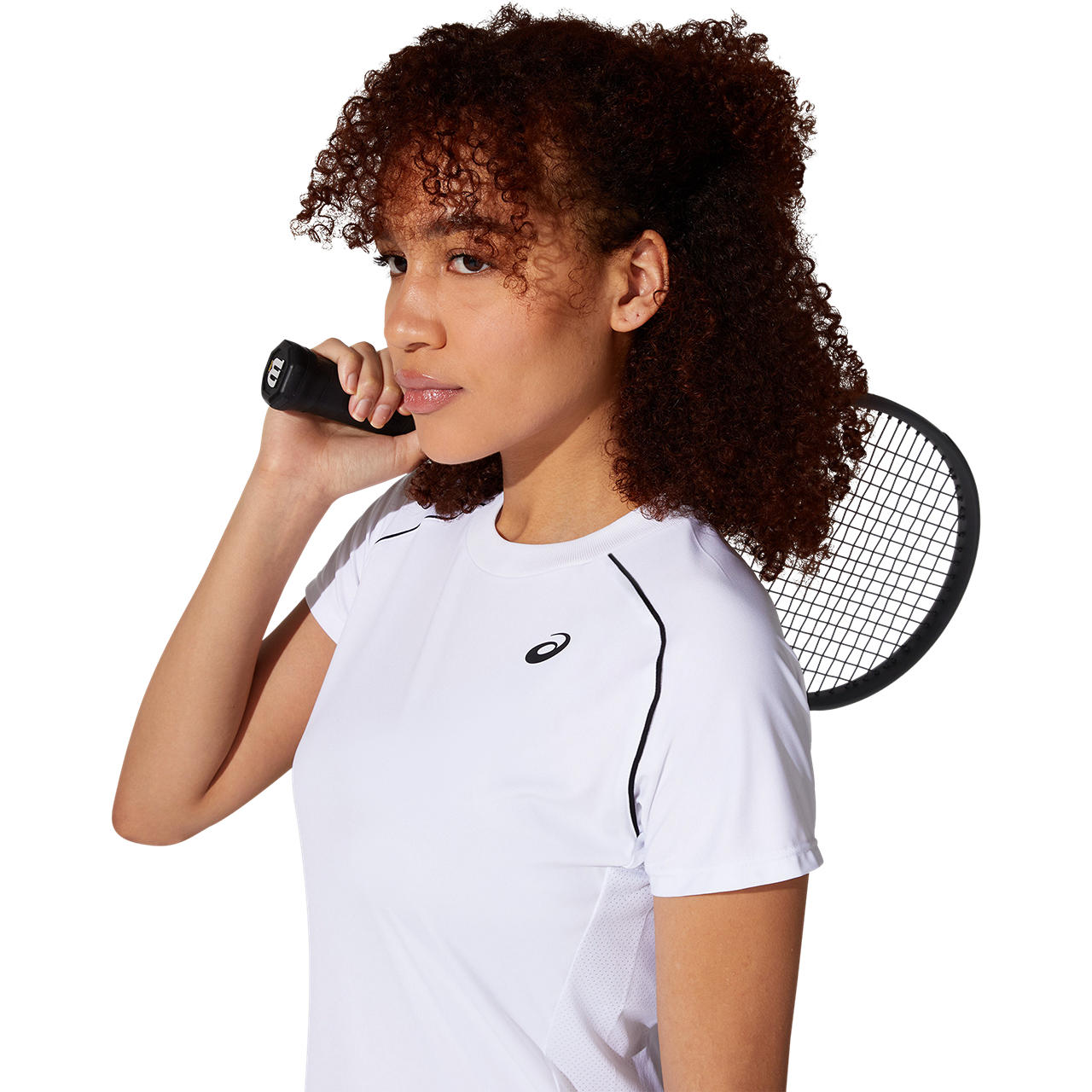 ASICS Women's Court Piping Short Sleeve Tennis Top - White | Breathable Performance Shirt for Women's Tennis, Pickleball & Active Workouts