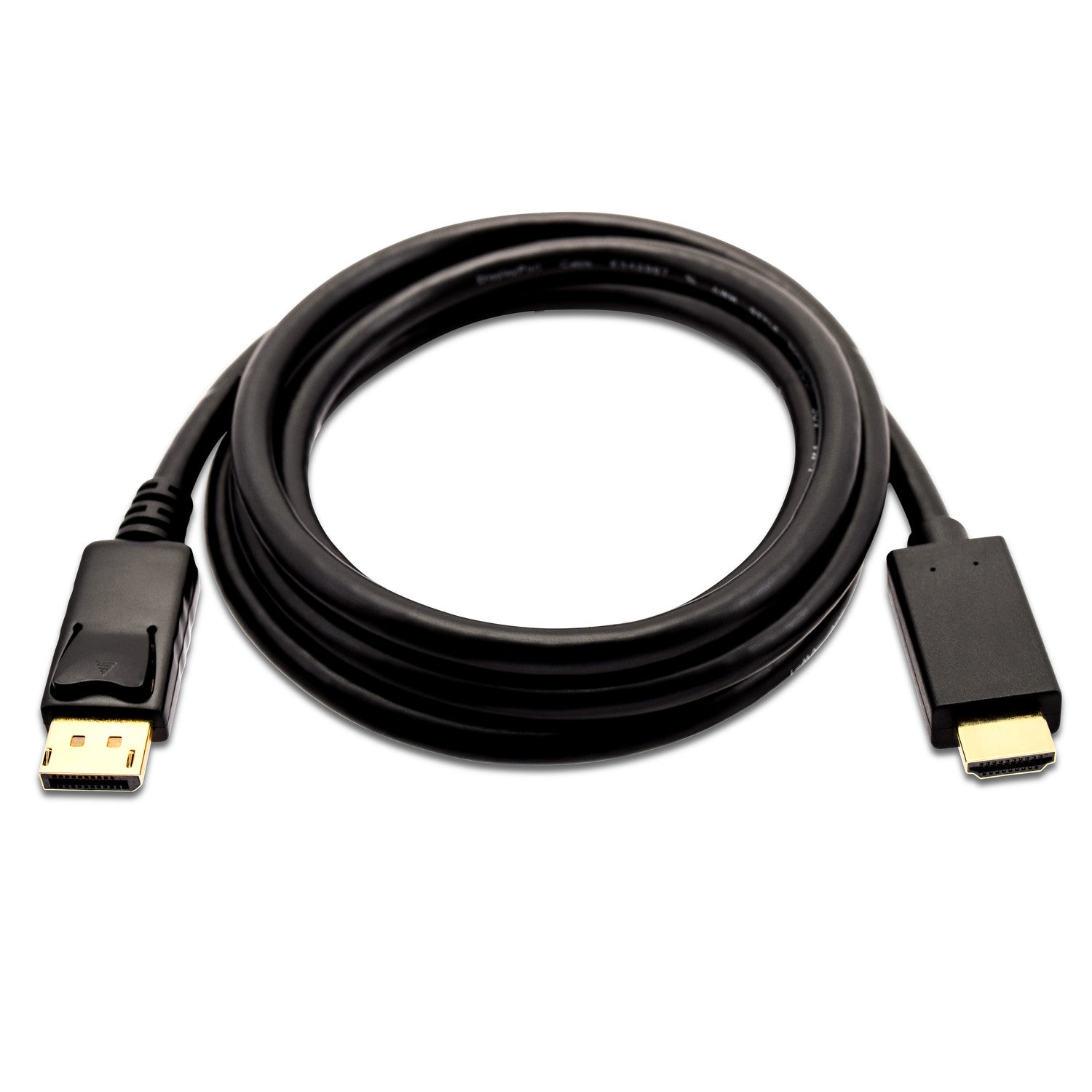 V7 V7DP2HD 02M BLK 1E 2m DisplayPort to HDMI Cable - 21.6Gbps High-Speed 4K Audio/Video Cord for PC, Monitor, Projector, Gaming & Home Theater - Gold-Plated Connectors, 28AWG, Black