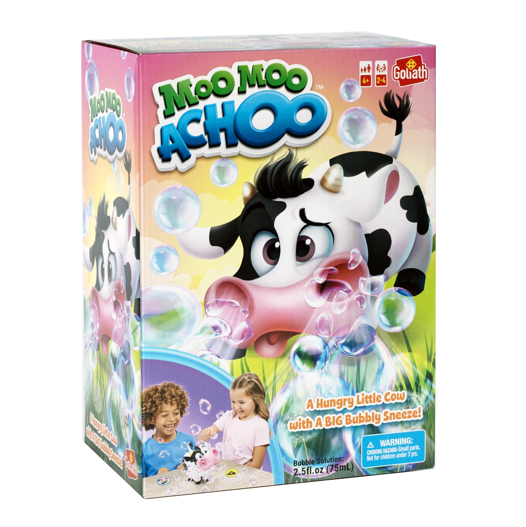 Goliath Moo Moo Achoo Board Game - Fun Family Card Game for 2-4 Players Ages 4+ | Collect Clover Cards Before the Cow Sneezes Real Bubbles | Perfect for Kids' Parties, Family Game Nights & Preschool Learning Activities