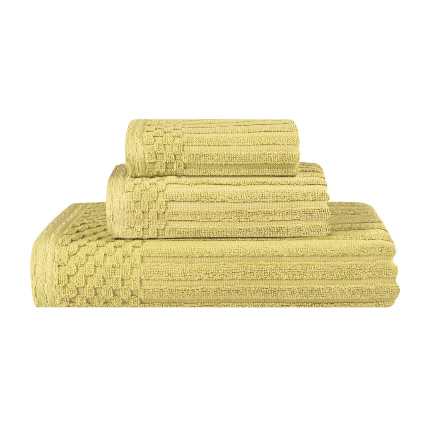 Premium Soho Ribbed Textured Cotton Bath Towel Set - Ultra Absorbent 3-Piece Towel Collection for Spa, Bathroom & Guest Use | Soft Luxury Towels for Home & Hotel