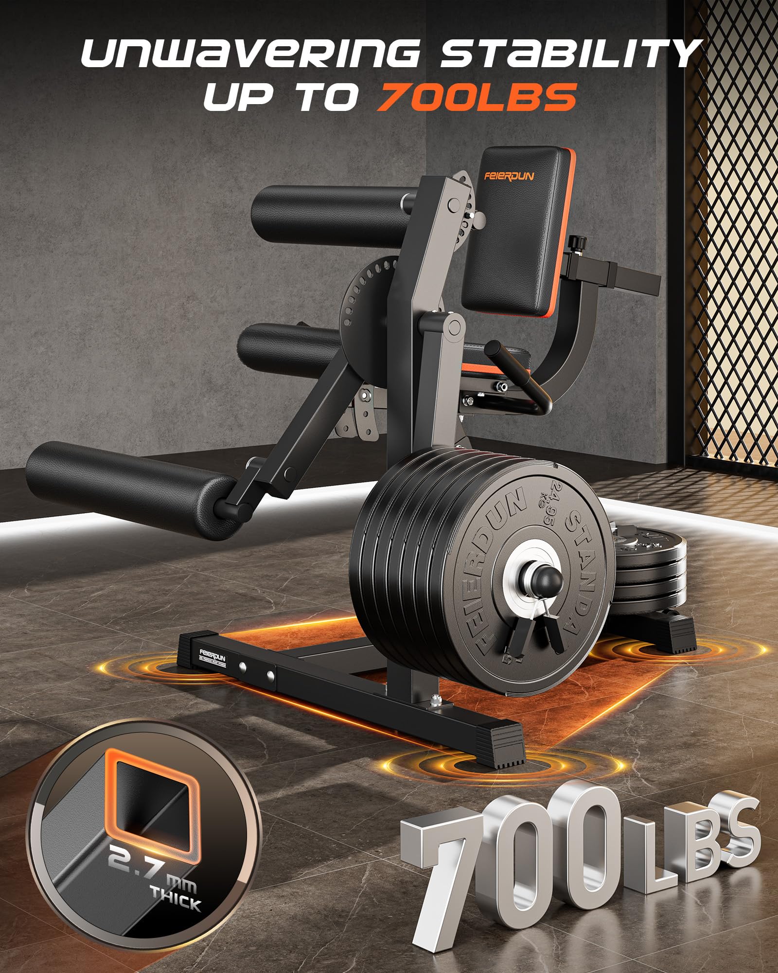 FEIERDUN 4-in-1 Adjustable Leg Extension & Curl Machine - 700lbs Capacity Home Gym Equipment for Thighs, Hamstrings & Glutes - Strength Training Machine for Leg Workouts - Perfect for Home Gym, Personal Training & Fitness Studios