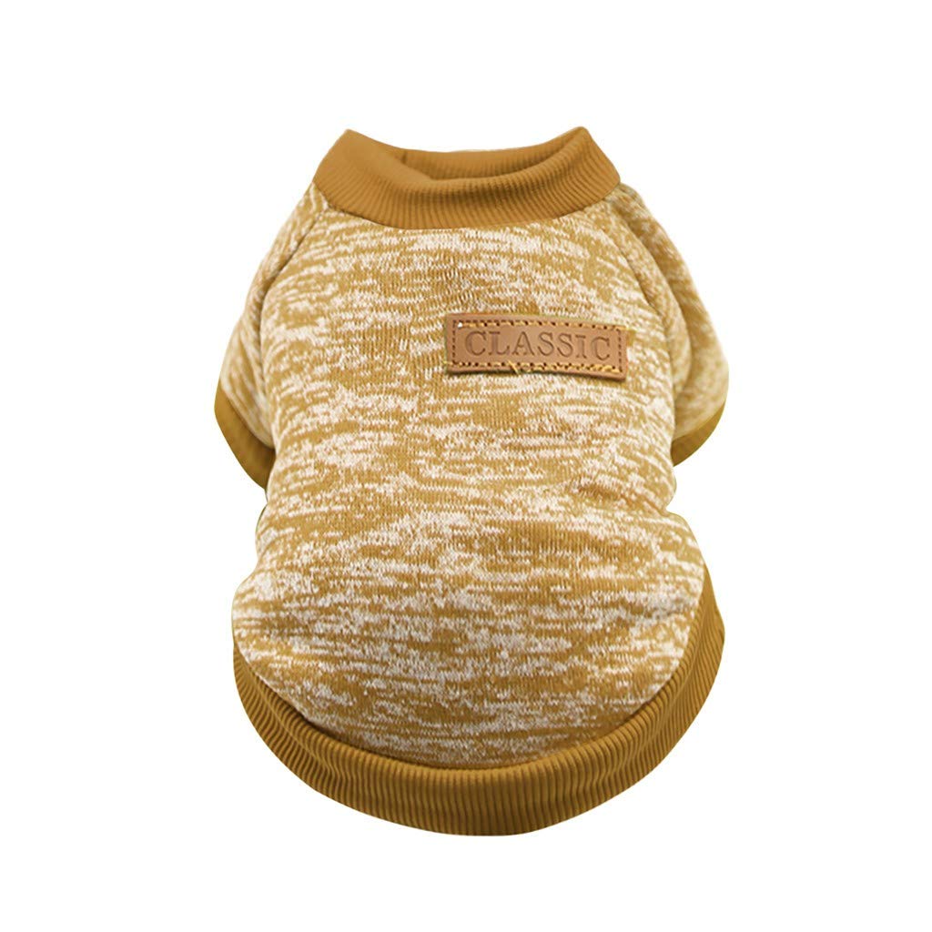 Warm & Soft Winter Pet Sweater for Small to Medium Dogs & Cats - Cozy Knit Dog & Cat Sweater Costume in Khaki (Size S) - Perfect for Cold Weather Walks & Indoor Comfort