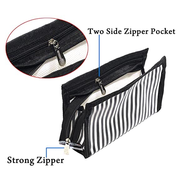 Premium Cosmetic Bag Set for Men & Women - Waterproof Travel Toiletry Organizer with Zippered Pouch, Makeup Storage Case (Black, 9.6x4.1x5.9 inches) - Perfect for Gym, Business Trips & Vacation Essentials