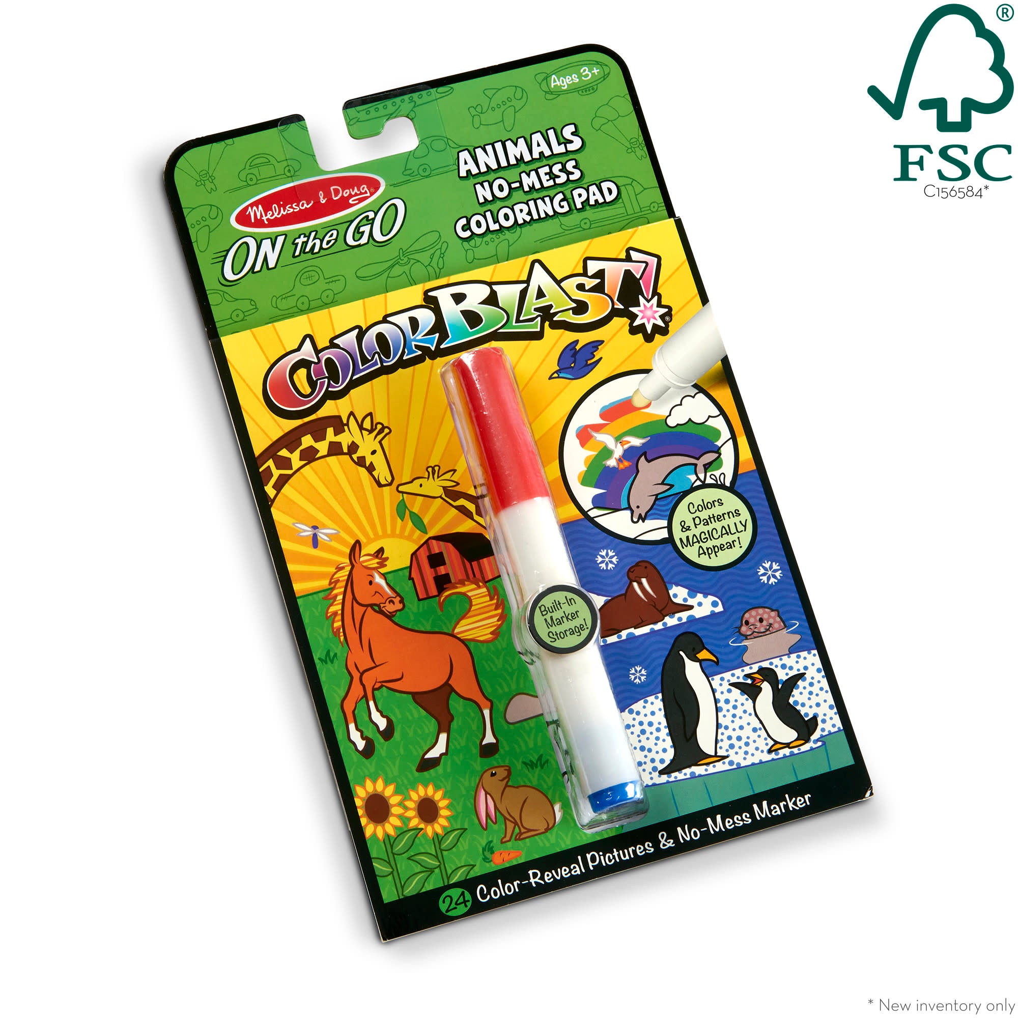 Mess-Free On The Go Colorblast Coloring Pad - Animals | Travel & Kids Activity for Stress Relief & Creativity