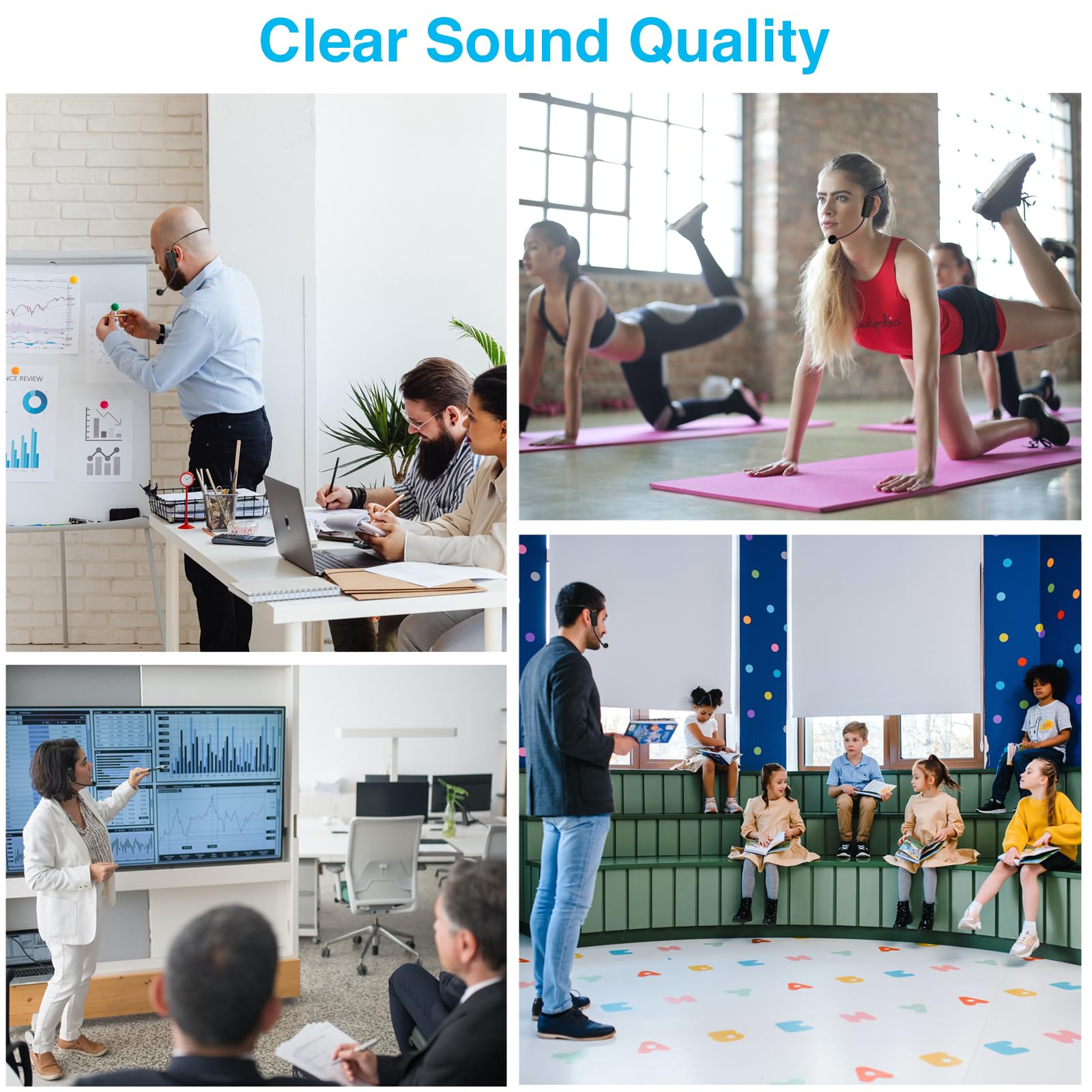 2.4G Dual Wireless Microphone System for 2 People - 160ft Range Karaoke Headset Mics for Speakers, Amplifiers & PA Systems - Perfect for Home Karaoke, Yoga Classes, Fitness Training & Teaching Sessions