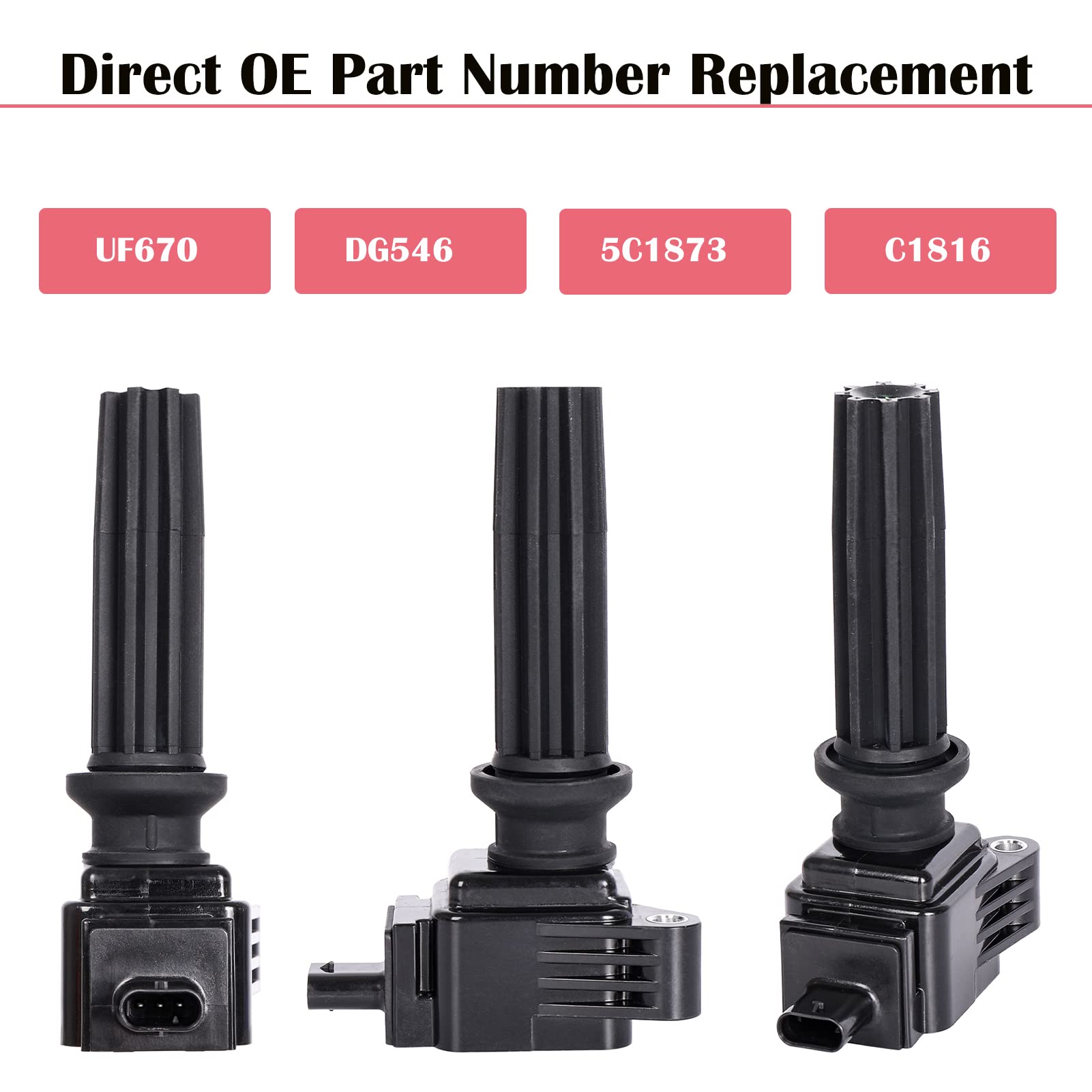 4-Pack Ignition Coil Set Compatible with 2.0L L4 Ford Focus/Escape/Fusion/Edge & Lincoln MKC/MKZ 2012-2019 - OE# C1816 UF670 DG546 - Perfect for Engine Tune-Up & Performance Enhancement