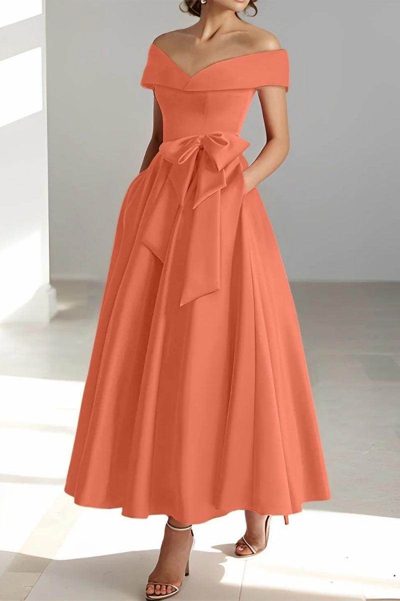 Elegant Off Shoulder Sleeveless Maxi Mother of the Bride Dress CM0332 - Perfect for Weddings, Formal Events & Special Occasions