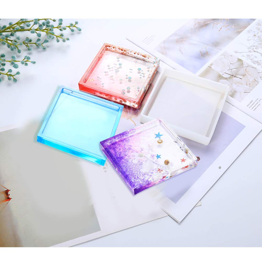 4 Pack DIY Silicone Coaster Molds - Square Epoxy Casting Molds for Resin, Concrete & Cement - Perfect for Home Decor, Craft Projects & DIY Gifts (6x6 Inches)