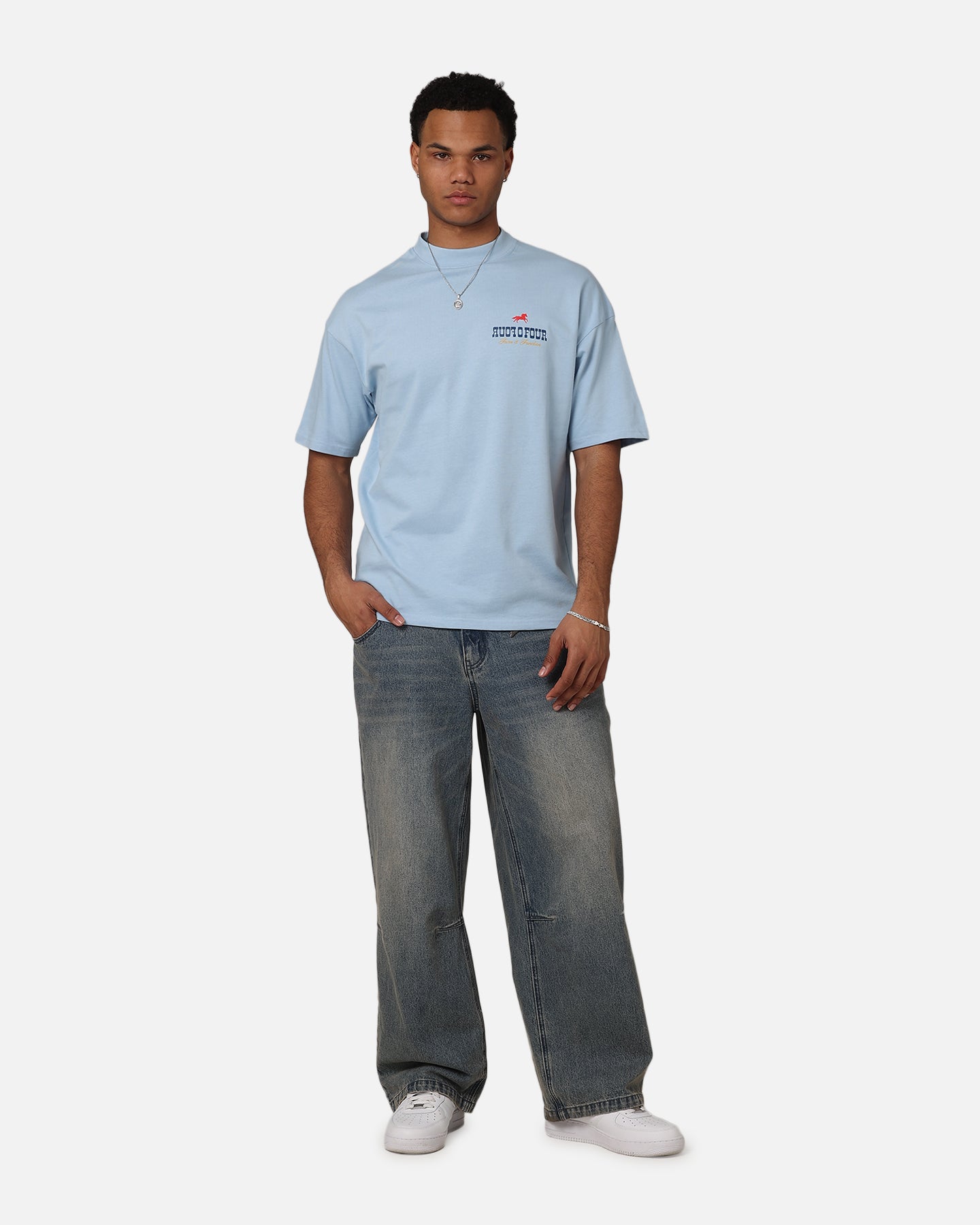 404 Desert Frontier T-Shirt for Men - Light Blue Vintage Graphic Tee | Casual Wear, Street Style, Outdoor Adventures