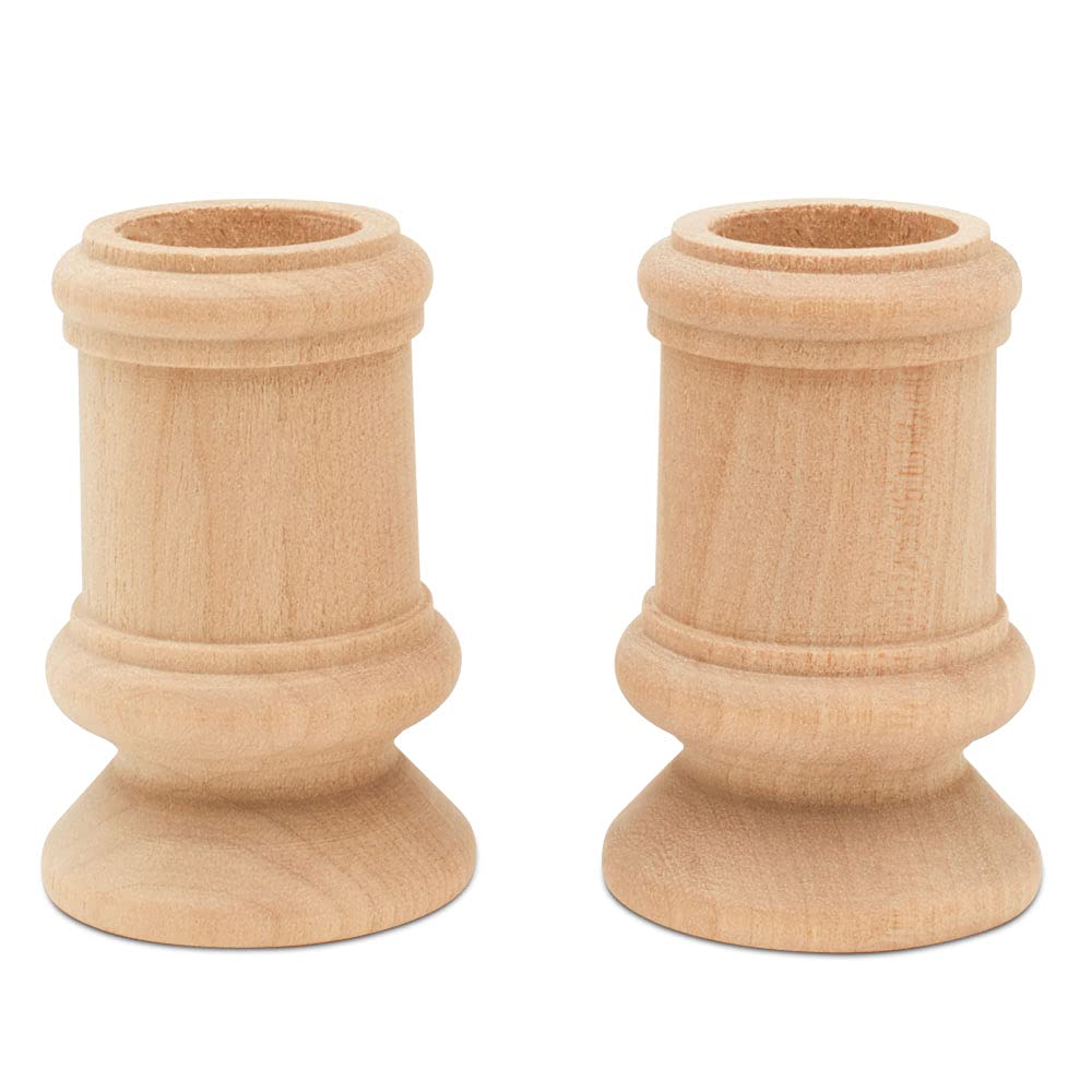 Woodpeckers 2-1/2 Inch Classic Wooden Candle Cups with 7/8 Inch Taper Hole - Pack of 50 Unfinished Candlesticks for Weddings, Parties & Home Decor