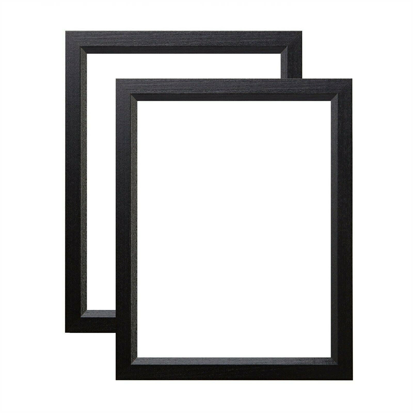 8x10 Black Solid Wood Picture Frames - Set of 2 Poplar Wood Poster Frames with 0.84 Inch Width - Perfect for Home Decor, Office Art Display, and Photo Gifts