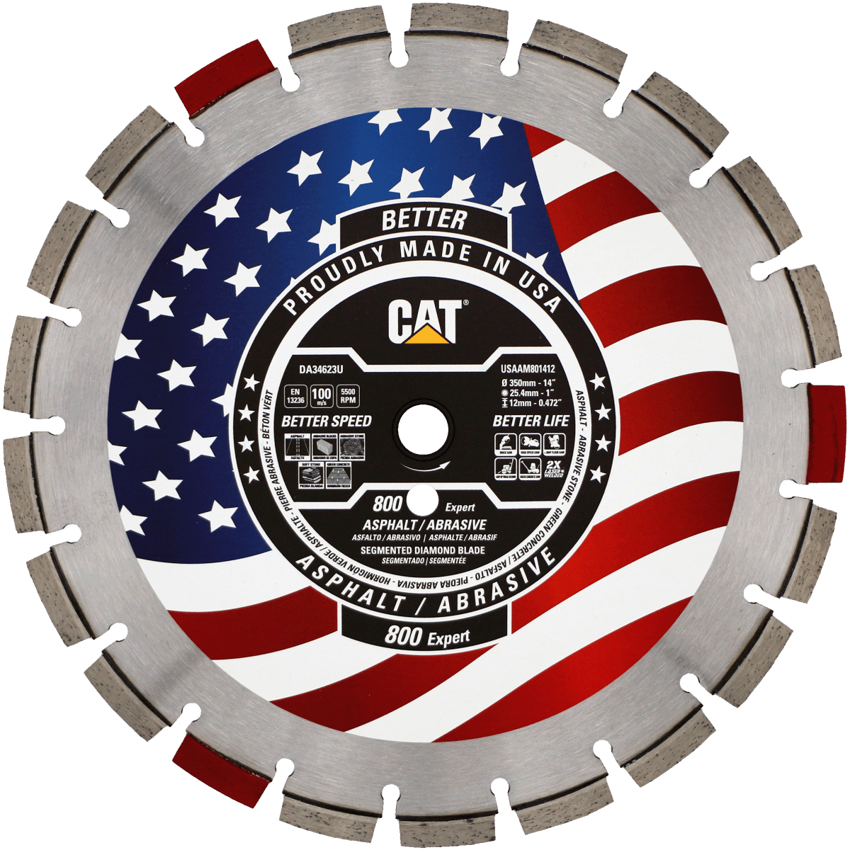 Caterpillar 800 Expert Diamond Blades for Cutting Abrasive Materials - Free Shipping - Perfect for Concrete, Tile, and Masonry Work
