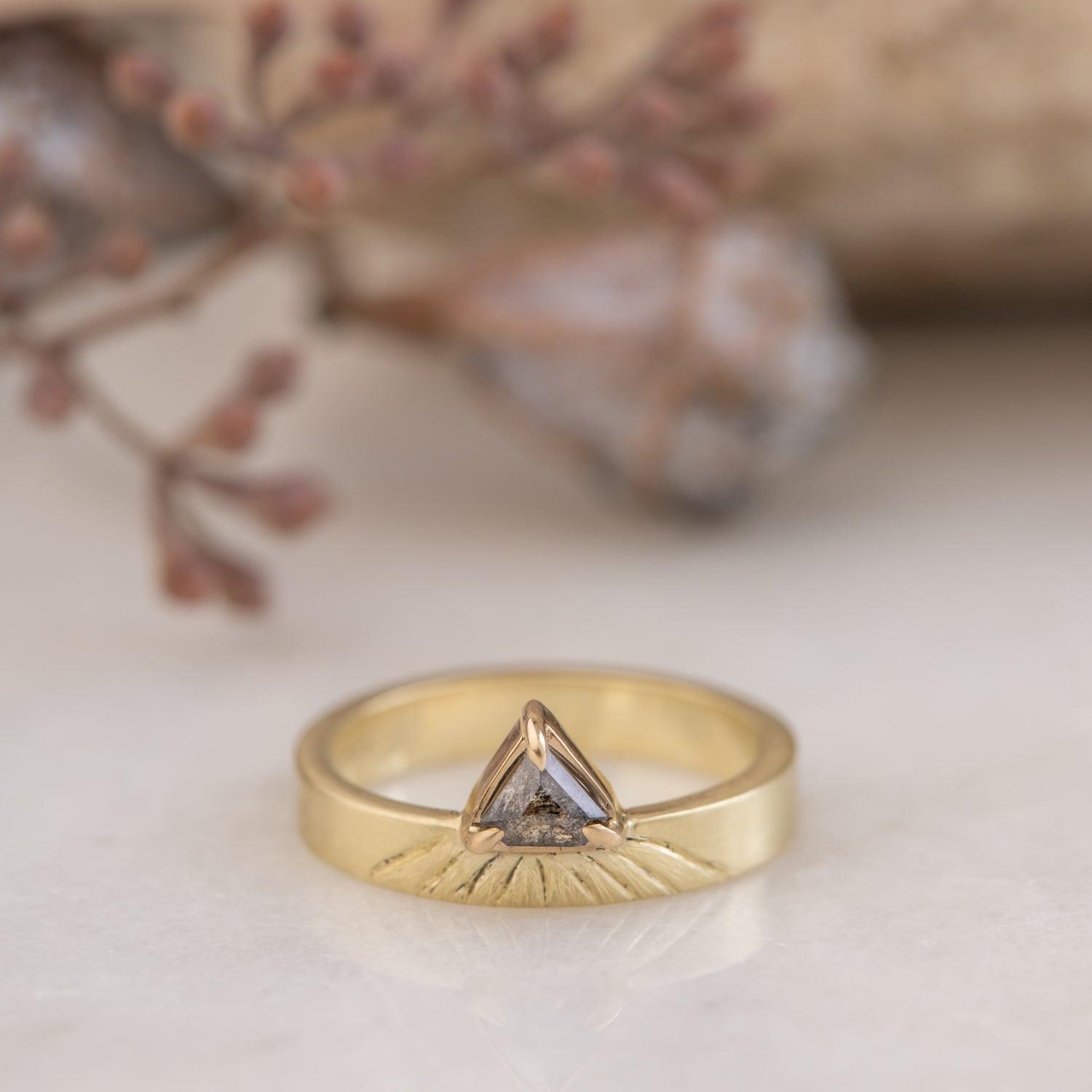 Harlow Salt and Pepper Diamond Cigar Band Ring - Unique Vintage Style Jewelry for Women - Perfect for Weddings, Engagements & Special Occasions
