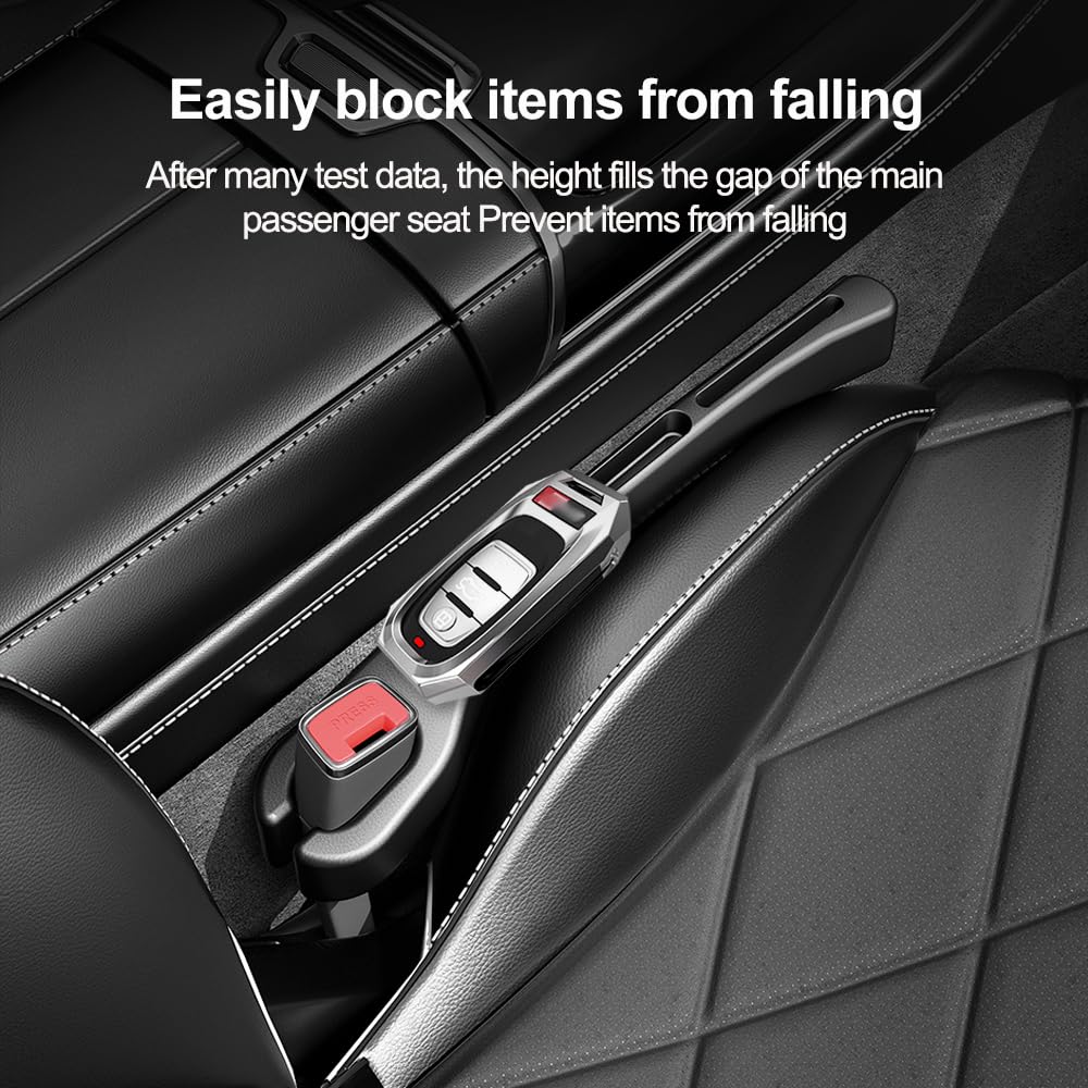 2PCS Universal Car Seat Gap Filler with Phone Holder - New Upgrade Beige Organizer for Preventing Items from Falling, Perfect for Sedans, SUVs, and Trucks