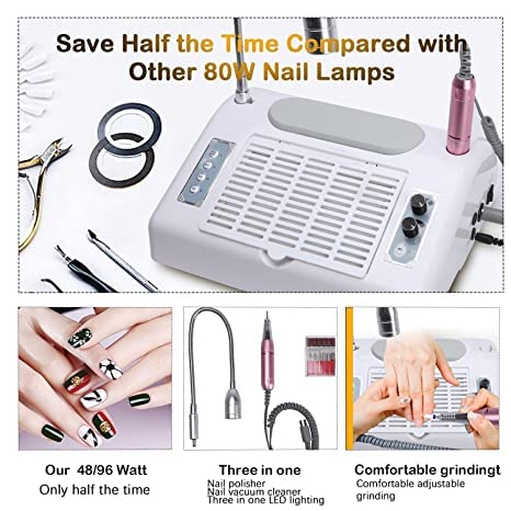 Qtavia 5-in-1 Nail Dust Collector & Polishing Machine - 30000RPM High-Speed Nail Art Vacuum with LED Desk Lamp for Professional Salon & Home Manicure | Perfect for Nail Technicians & DIY Enthusiasts