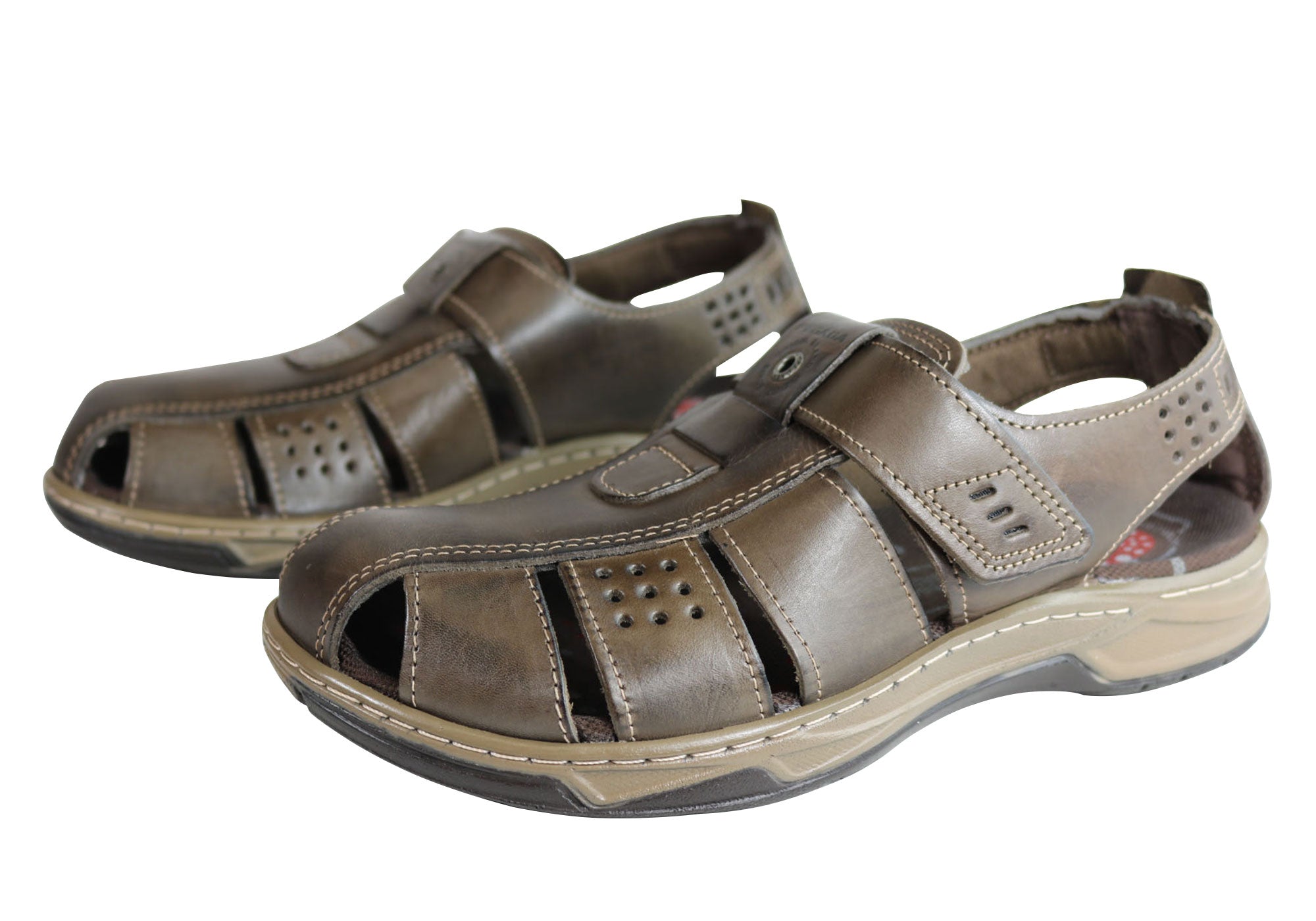 Premium Kent Men's Leather Sandals with Cushioned Comfort - Handcrafted in Brazil - Perfect for Beach, Travel & Summer Outdoor Activities