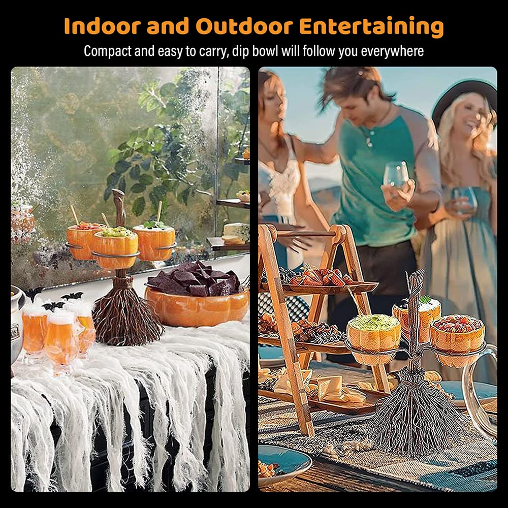 Collapsible Halloween Pumpkin Snack Bowl Stand - Candy Display Tower & Creative Salad Bowl for Party Favors | Perfect for Halloween Decor, Candy Buffets & Holiday Entertaining