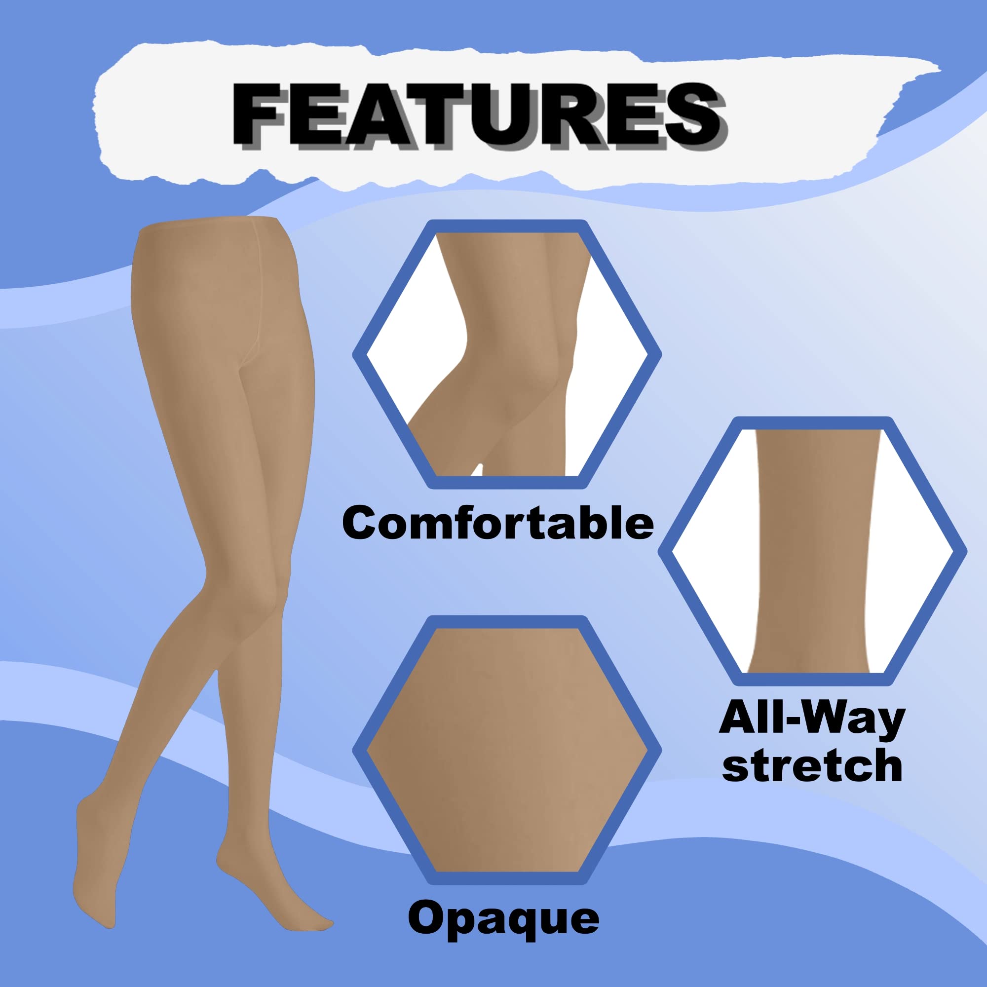 Butterfly EMEM Women's Plus Size Queen Opaque Footed Tights - Comfortable & Stretchy for Everyday Wear, Work, and Special Occasions