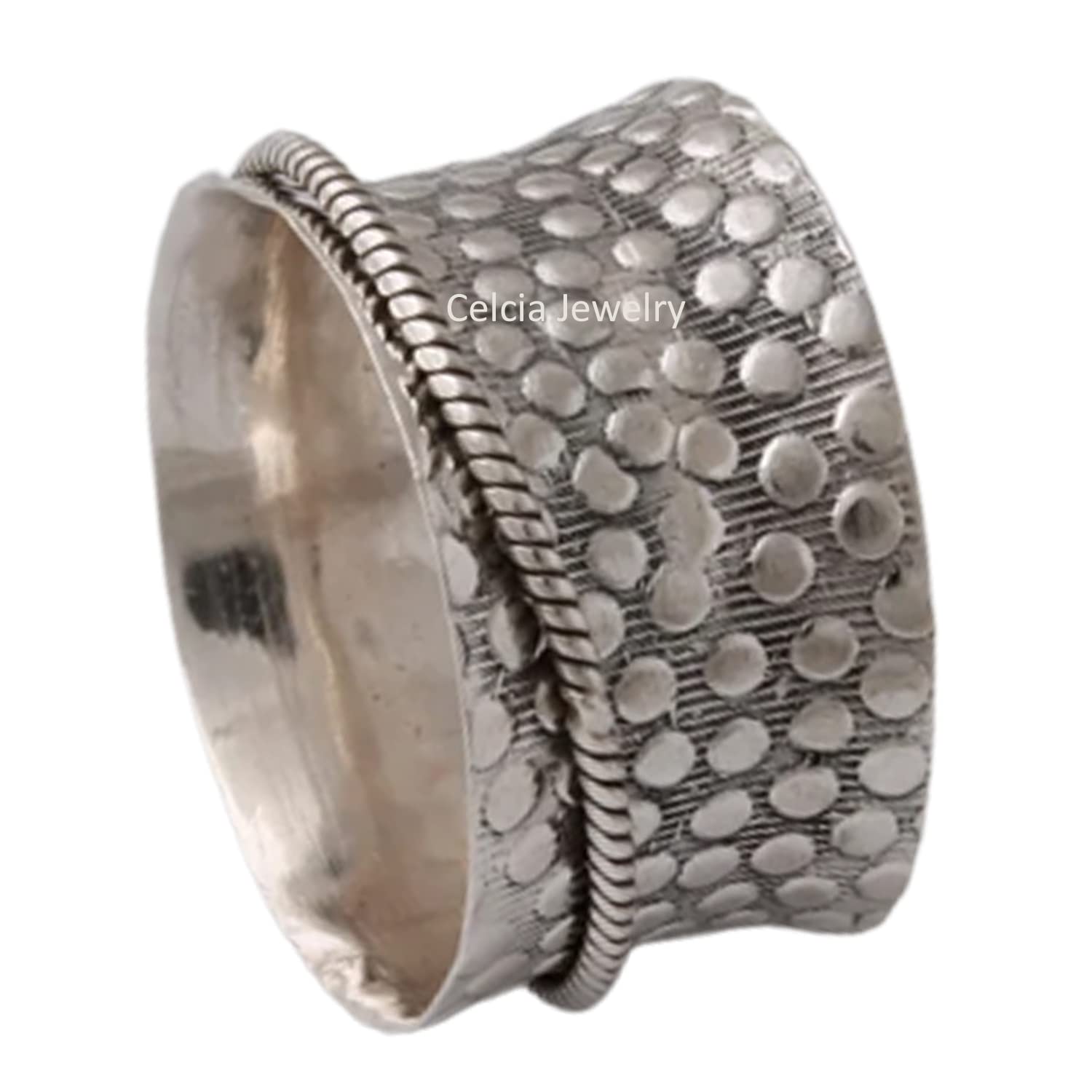 925 Sterling Silver Spinner Ring for Anxiety Relief - Meditation & Fidget Stress Relief Ring for Adults - Elegant & Stylish Jewelry for Women & Men - US Size 7 - Perfect for Office, Travel & Daily Wear