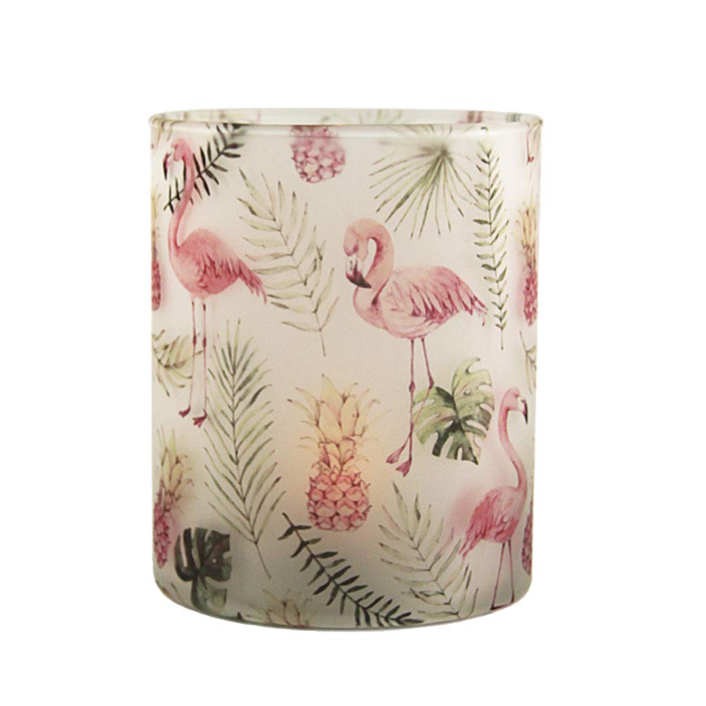 Uonlytech Glass Flamingo Pattern Tealight Candle Holders - Elegant Votive Cups for Wedding, Proposal, Spa, Aromatherapy & Meditation - Perfect for Romantic Decor, Relaxation & Home Ambiance