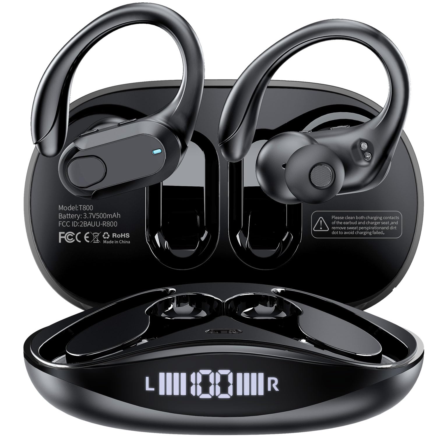 Wireless Bluetooth Earbuds 60H HiFi Stereo with HD Mic, IPX7 Waterproof for Gym & Sports