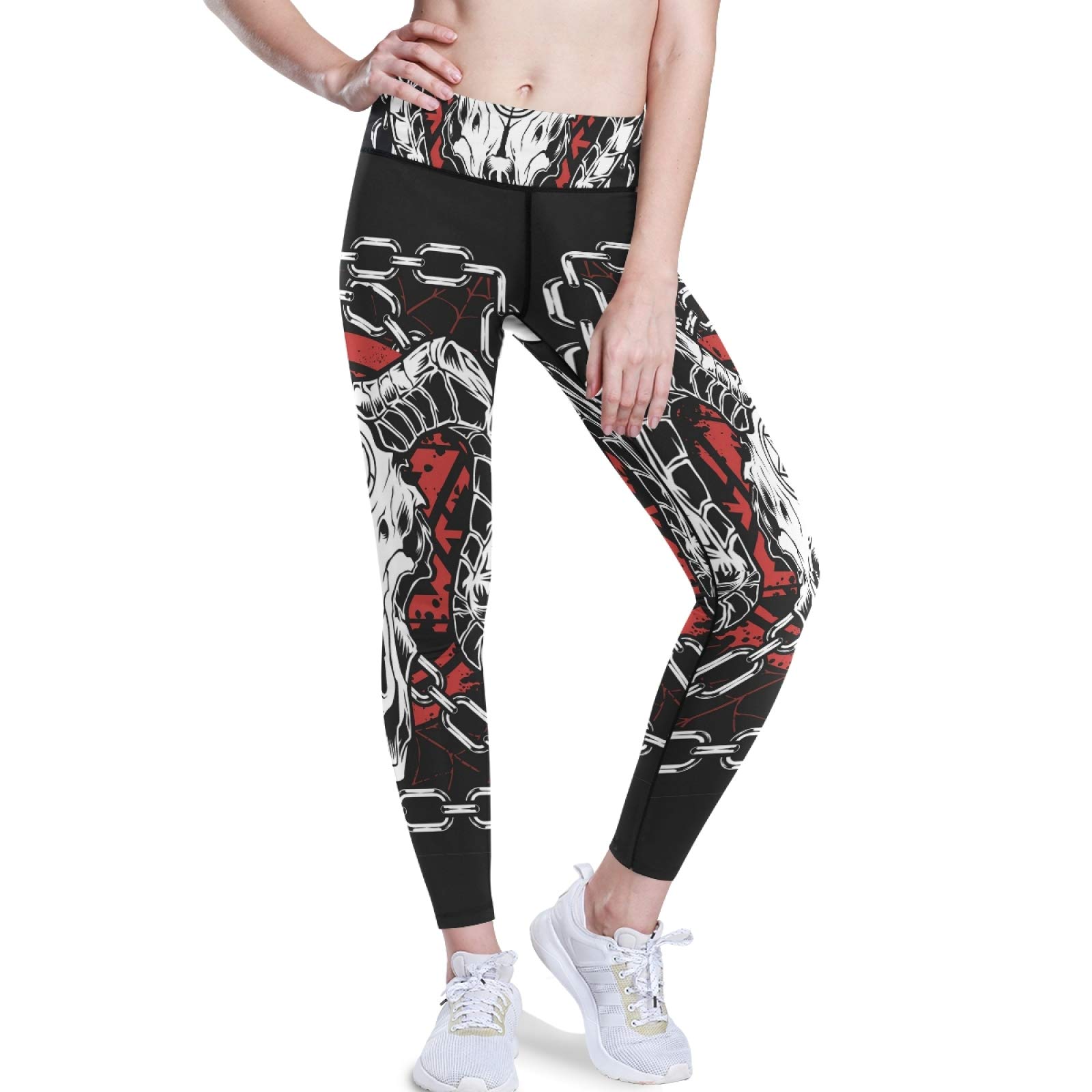 Devil Bull Skull Yoga Pants - High Waist Tummy Control Leggings for Women, Workout & Running
