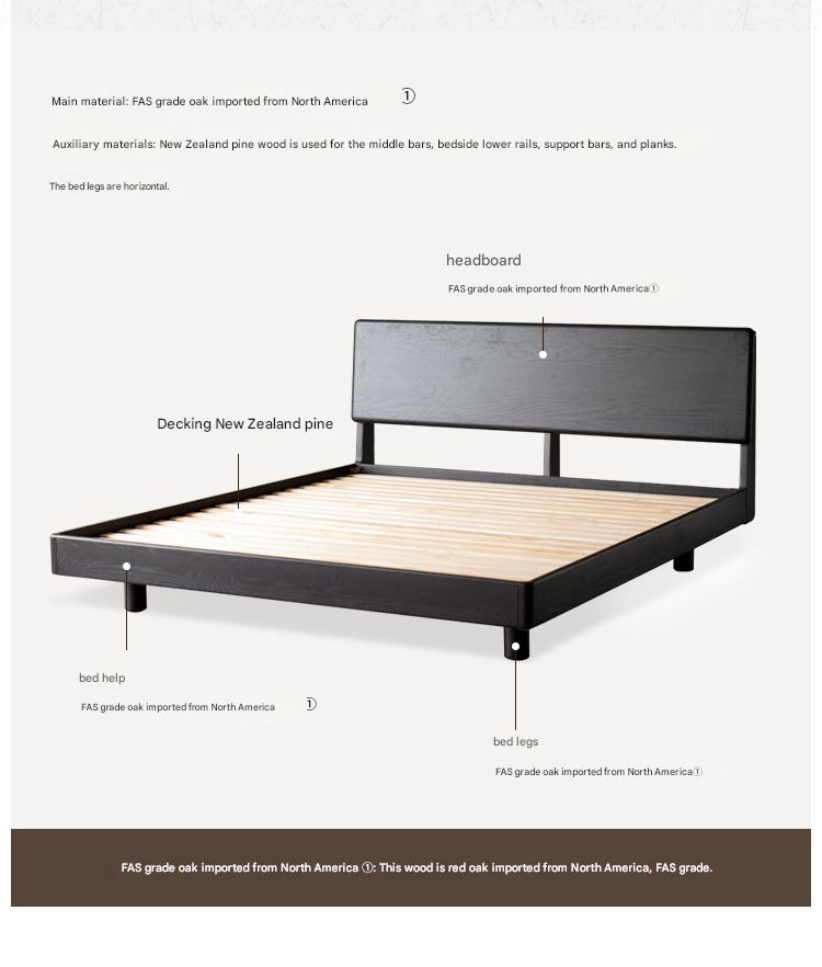 Solid Oak Wood Luminous Floating Bed Frame - Modern Platform Bed with LED Lighting for Bedroom, Guest Room or Dorm