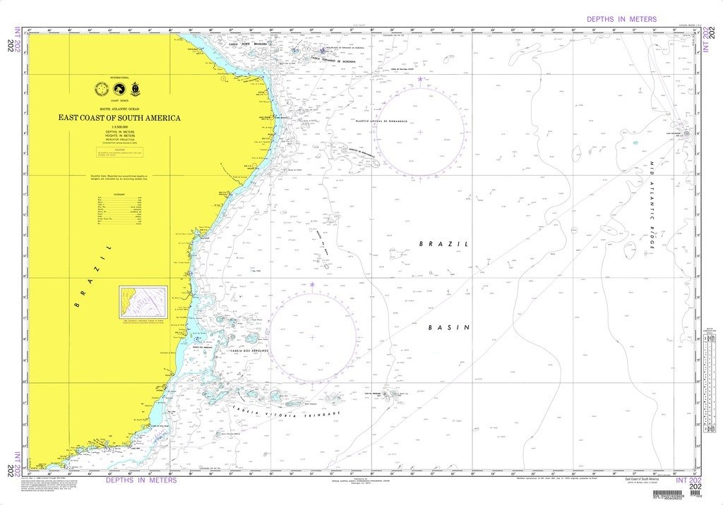 Nautical Chart 202: Detailed East Coast of South America Marine Map - Perfect for Boating, Sailing & Navigation | Omega Maps
